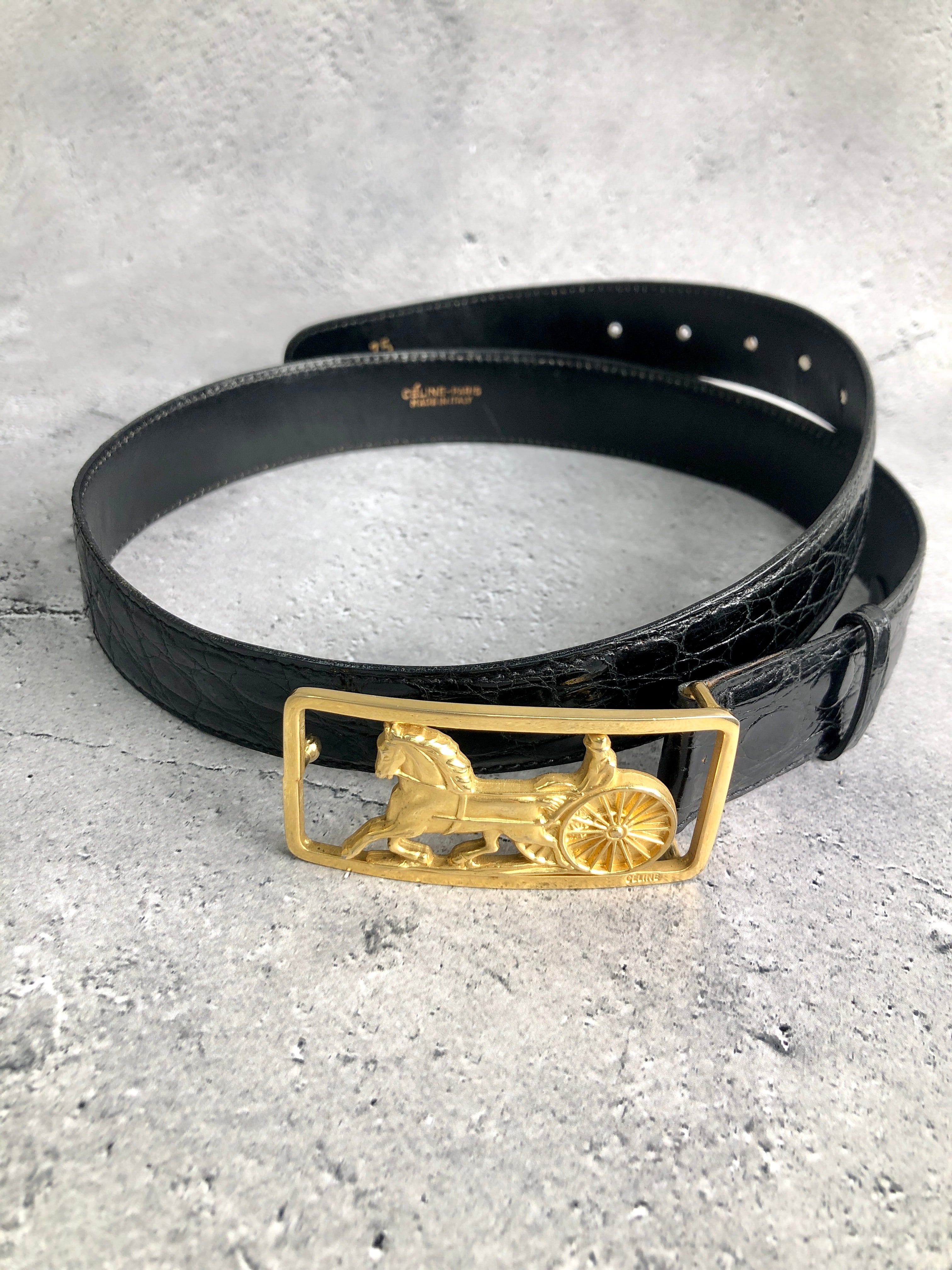 CELINE セリーヌ ベルト ブラック 馬車 ホースキャリッジ vintage