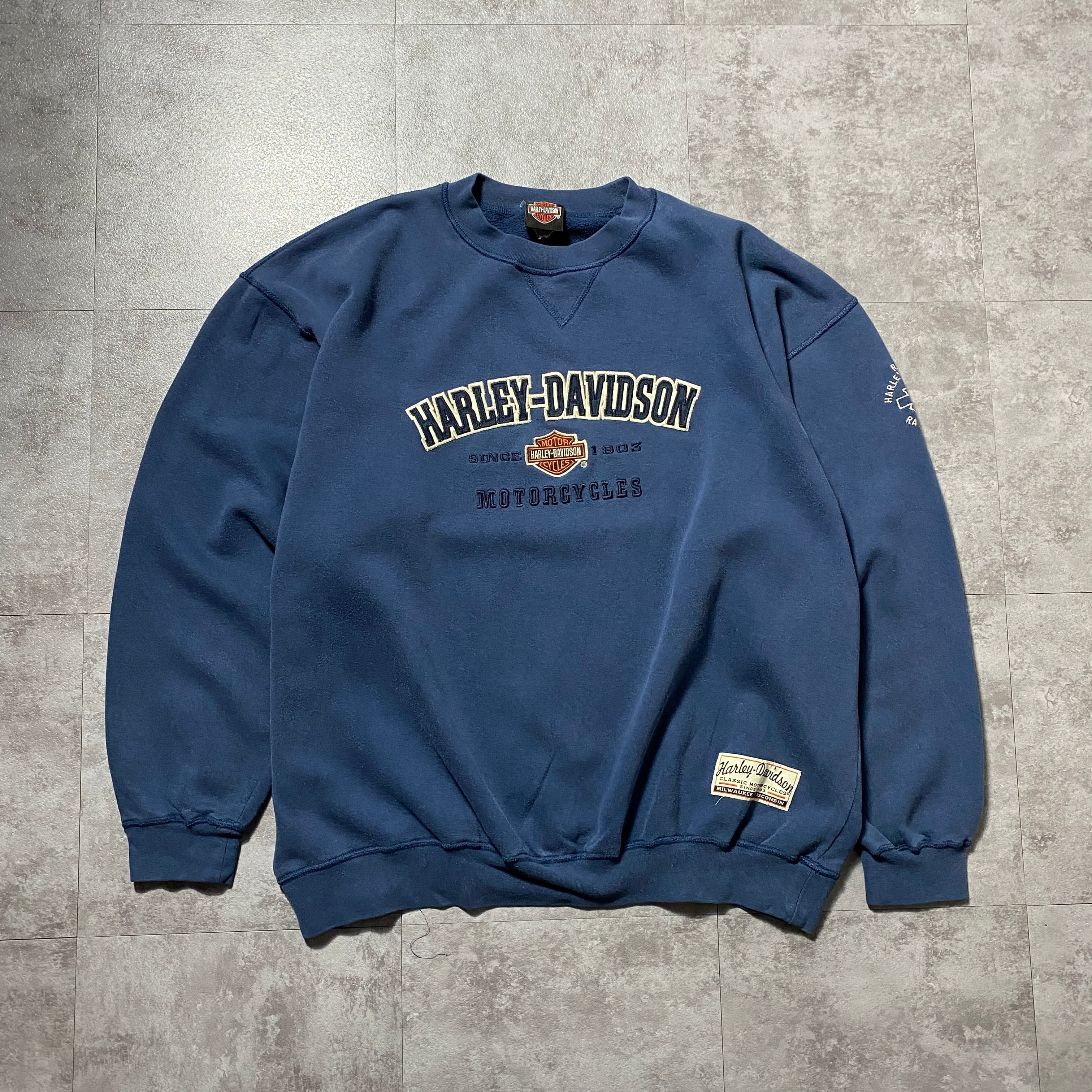 Harley-Davidson ハーレーダビッドソン 刺繍ロゴ ネイビー 紺