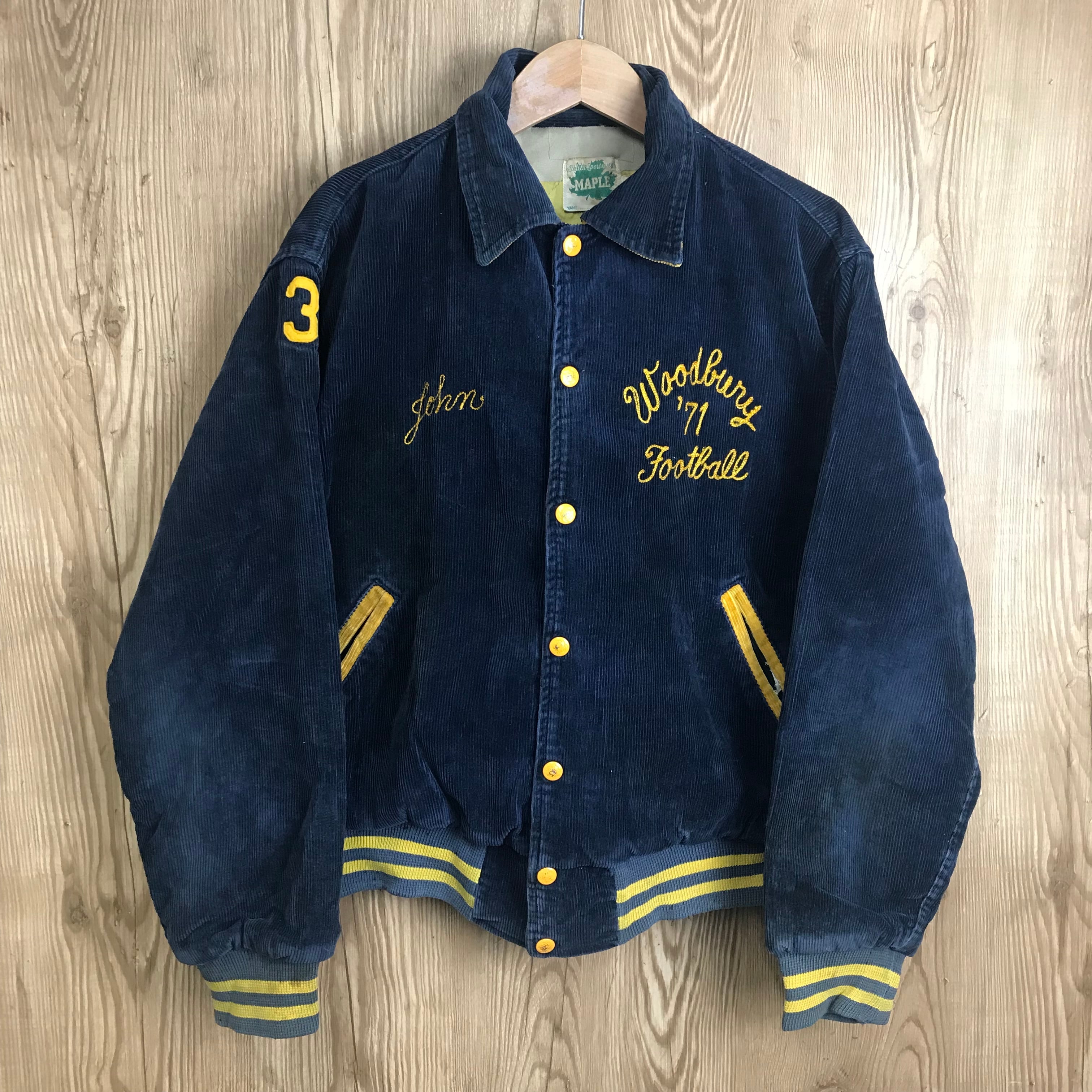 豪華チェーンステッチ 70s MAPLE コーデュロイ スタジャン アワード