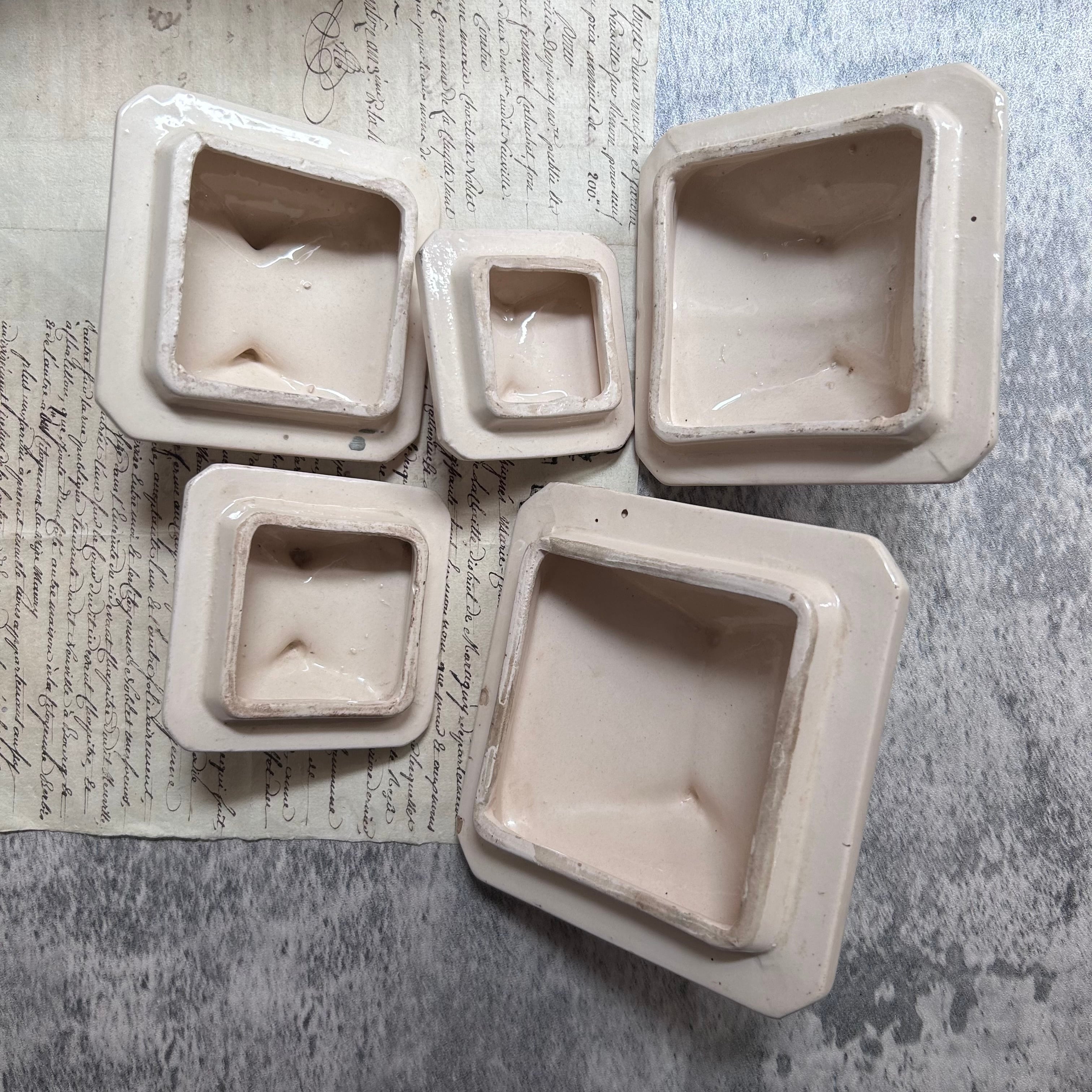 フランスアンティークレアなハンドペイントクリーム色cafeキャニスター