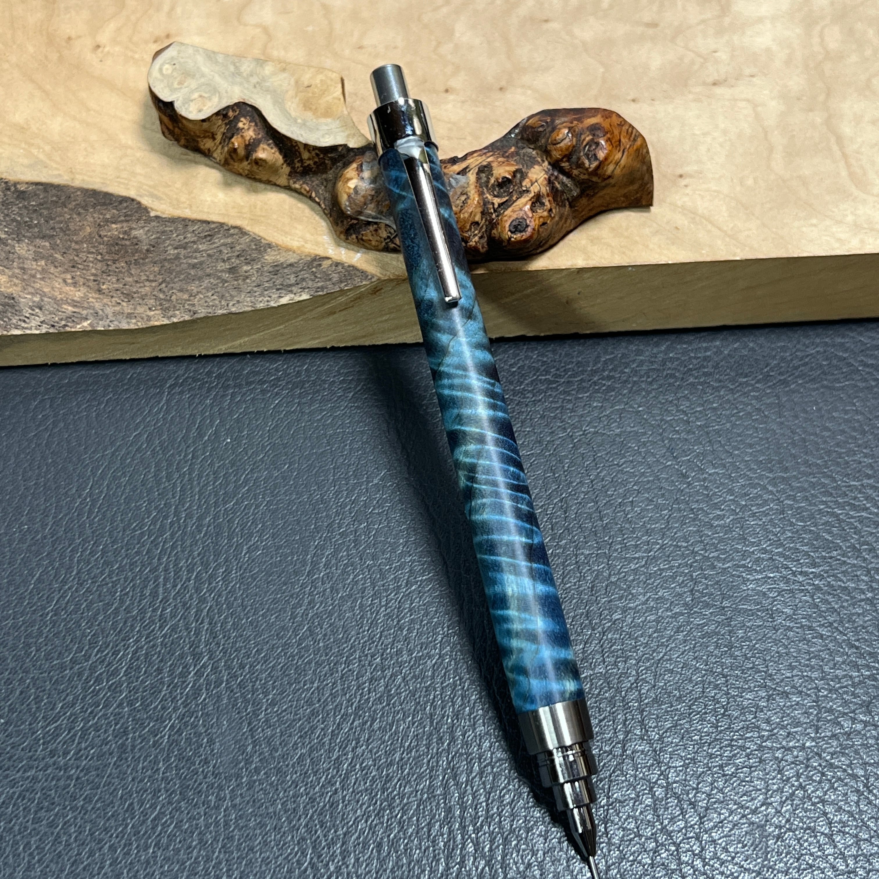 178栃トラ杢スタビ 木製シャーペン 最強低重心 ステンレス | handwood