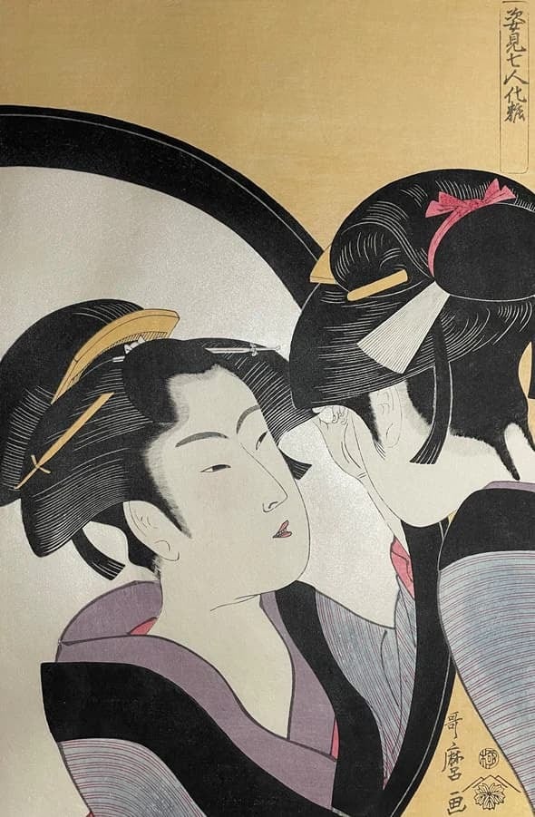 木版画 喜多川歌麿 姿見七人化粧 長尾兄弟作品 | 東京工芸館 - 木版画