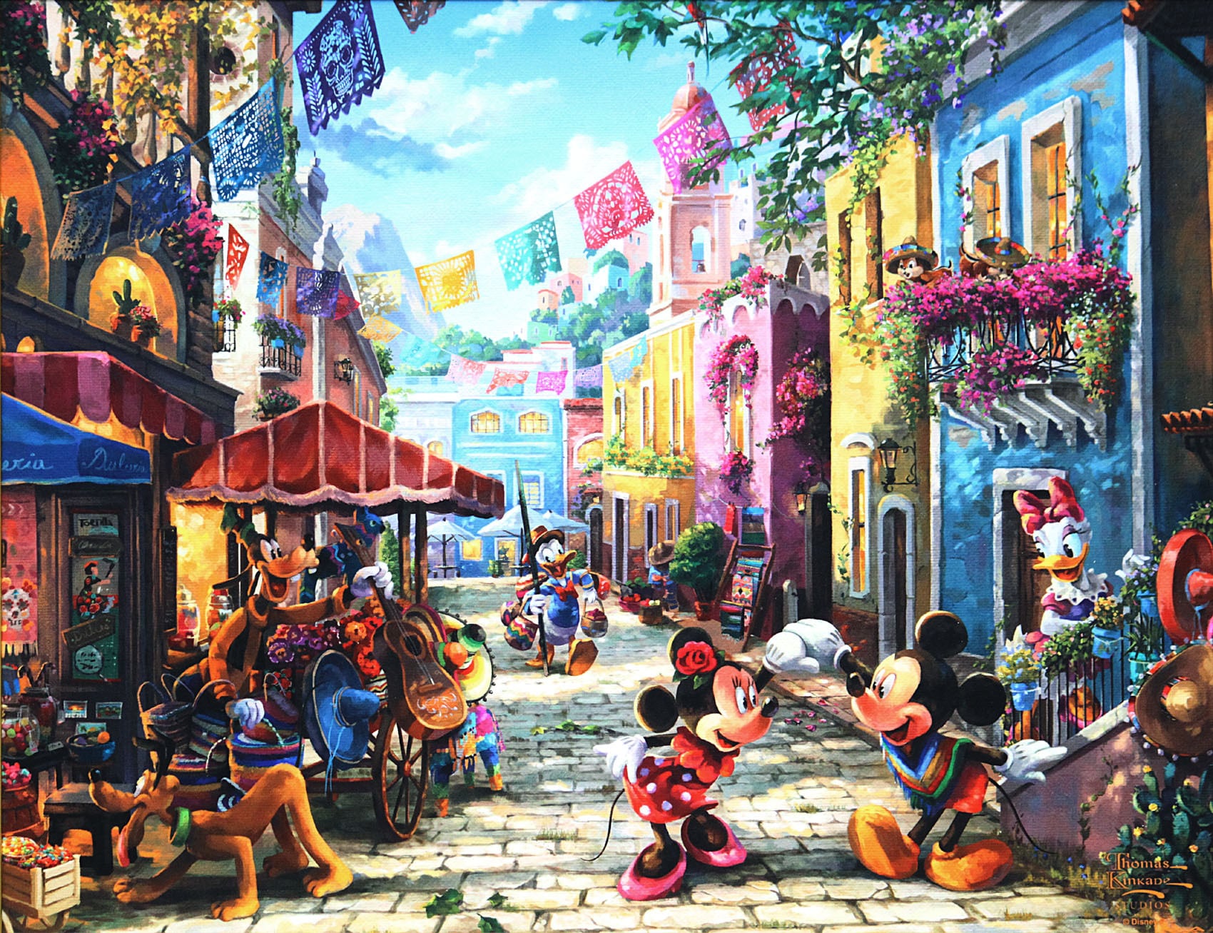 ディズニー絵画「ミッキー＆ミニー/イン メキシコ」額縁2種選択可 作品