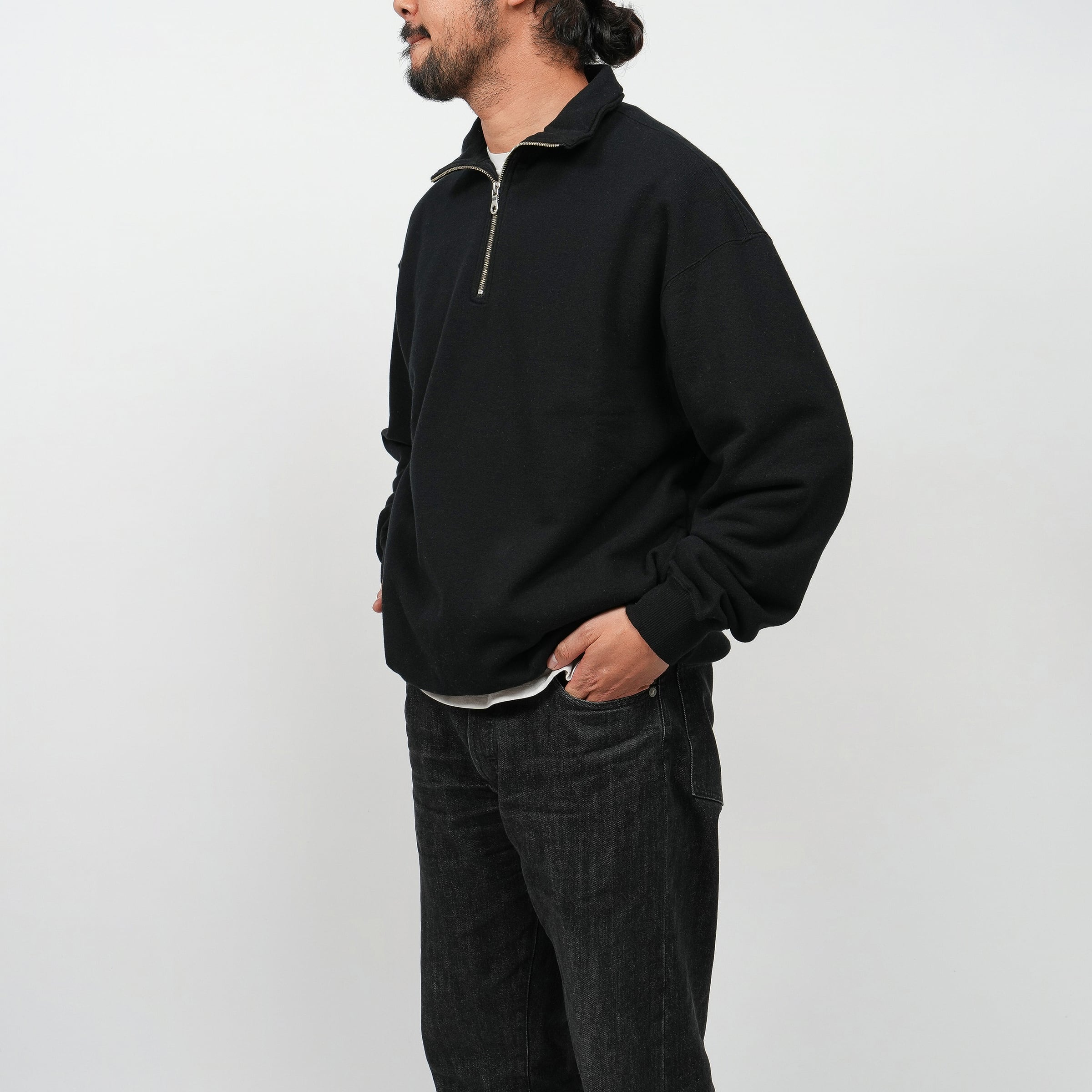 Half Zip French Terry Relax P/O Sweat (black) | OVY