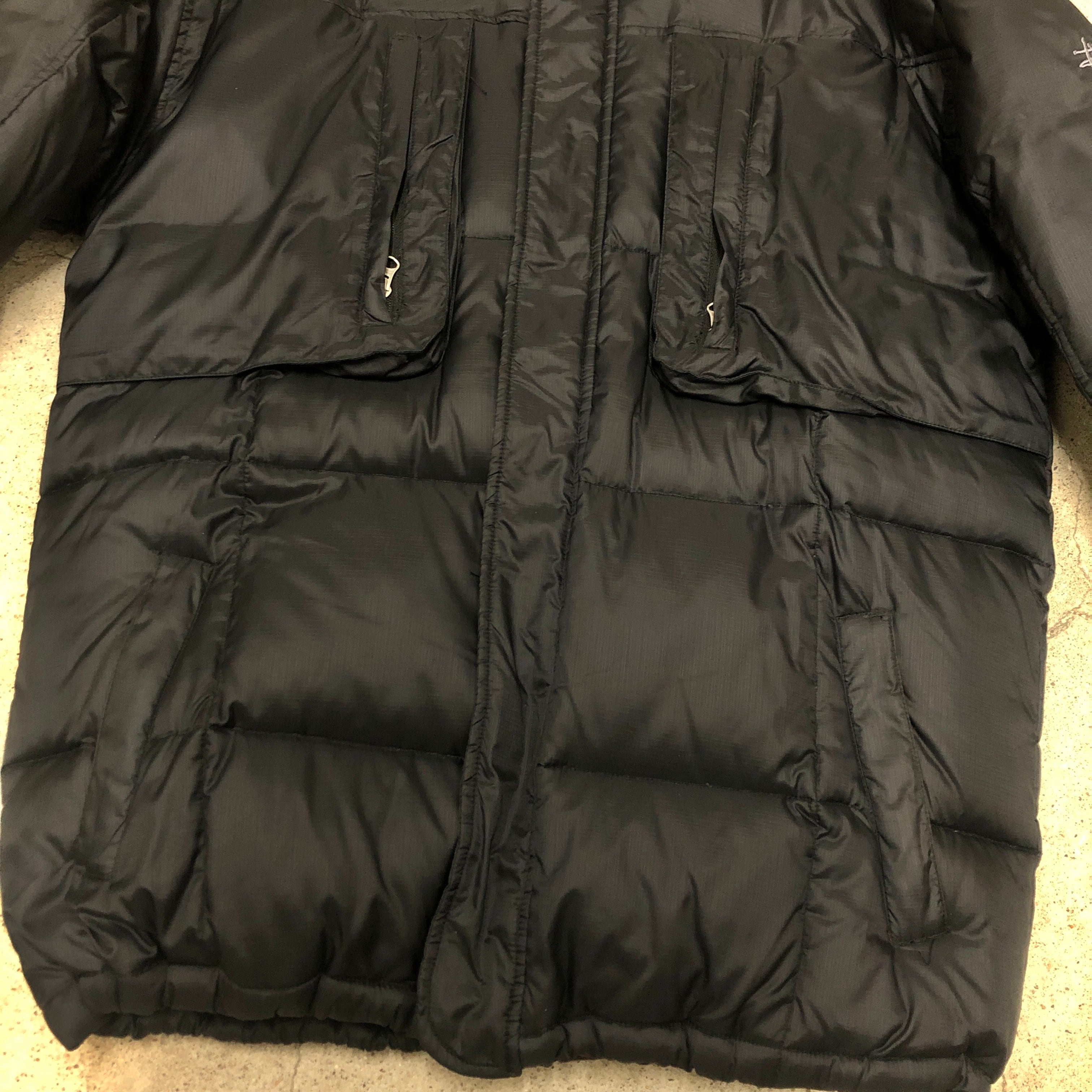 90s OLD STUSSY/Down Jacket/紺タグ/L/ダウンジャケット/刺繍ロゴ