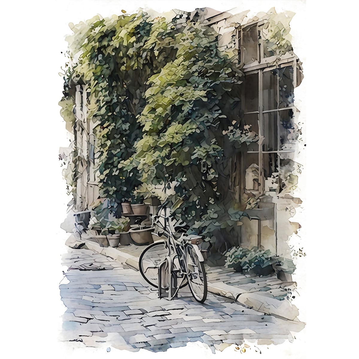 フランス裏町街の風景 作者不詳 額縁約80×67絵画65×53cm 15Fサイズ