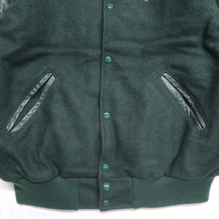 古着 USA製 90年代 HOLLOWAY ホロウェイ スタジャン 刺繍 グリーン