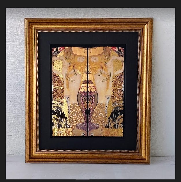 グスタフ・クリムト「水蛇Ⅰ」 ジクレー、シルクスクリーン金箔加工