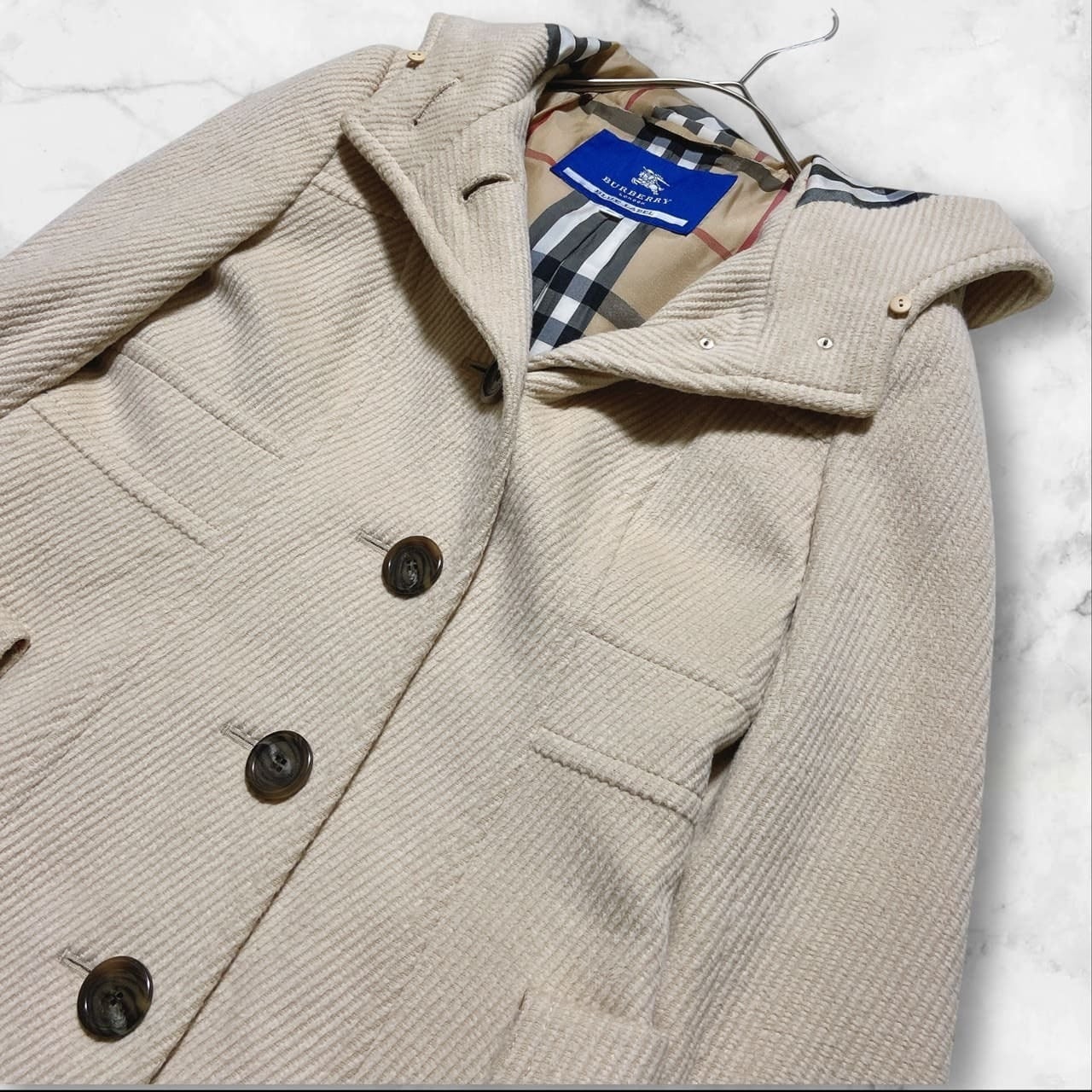BURBERRY BLUE LABEL バーバリーブルーレーベル ウールコート アンゴラ