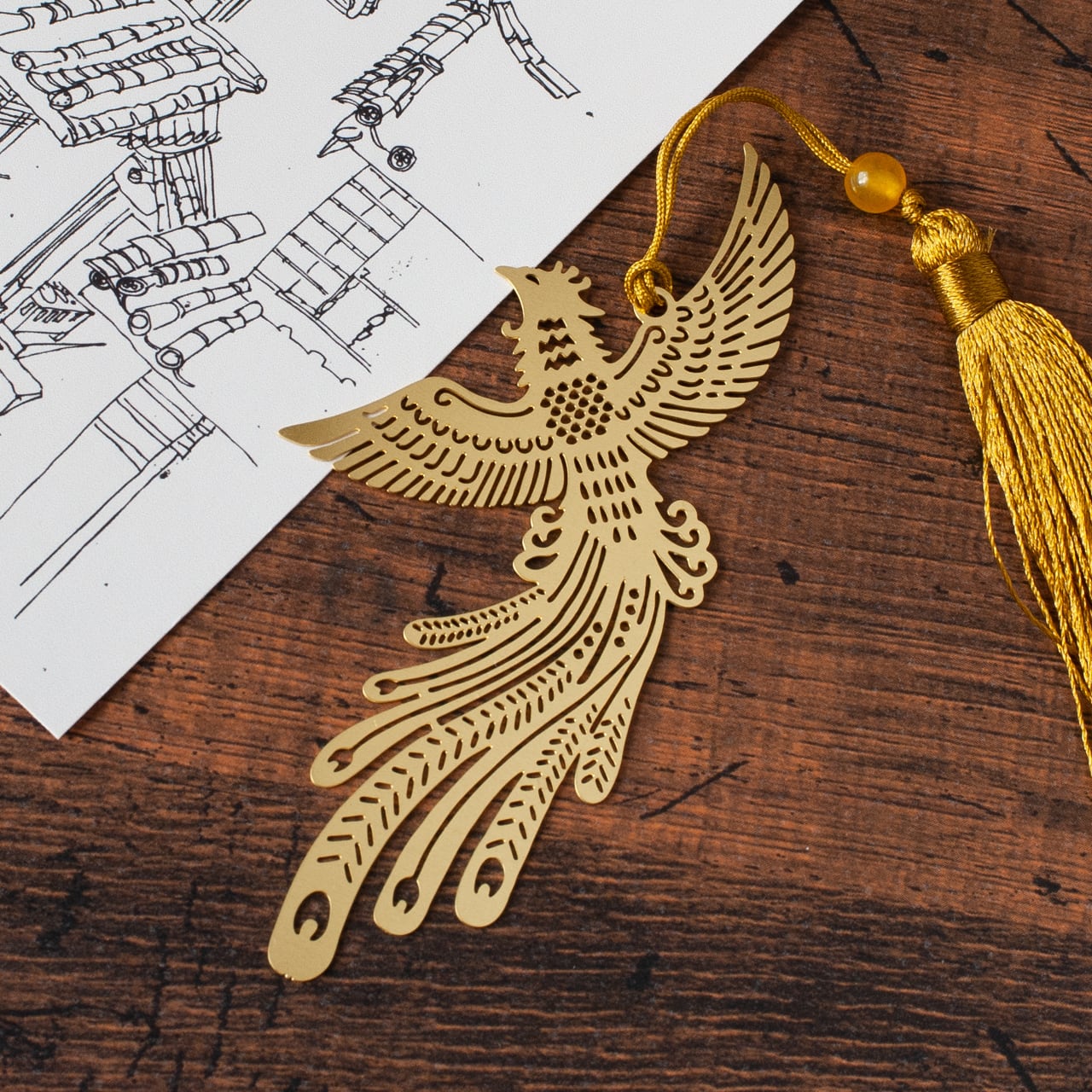 金属製しおり「鳳凰」メタルブックマーカー | ASIAMOKU