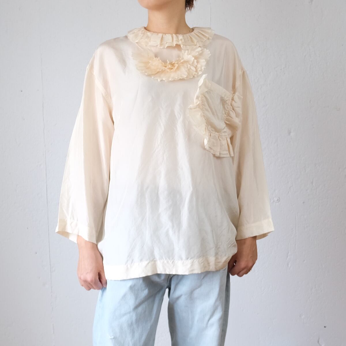 TOWAVASE (トワヴァーズ) Volant /blouse シルク フリルプルオーバー