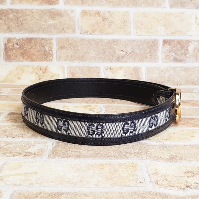 美品 オールドグッチ ☆ ヴィンテージ GGキャンバス レザー ベルト 65