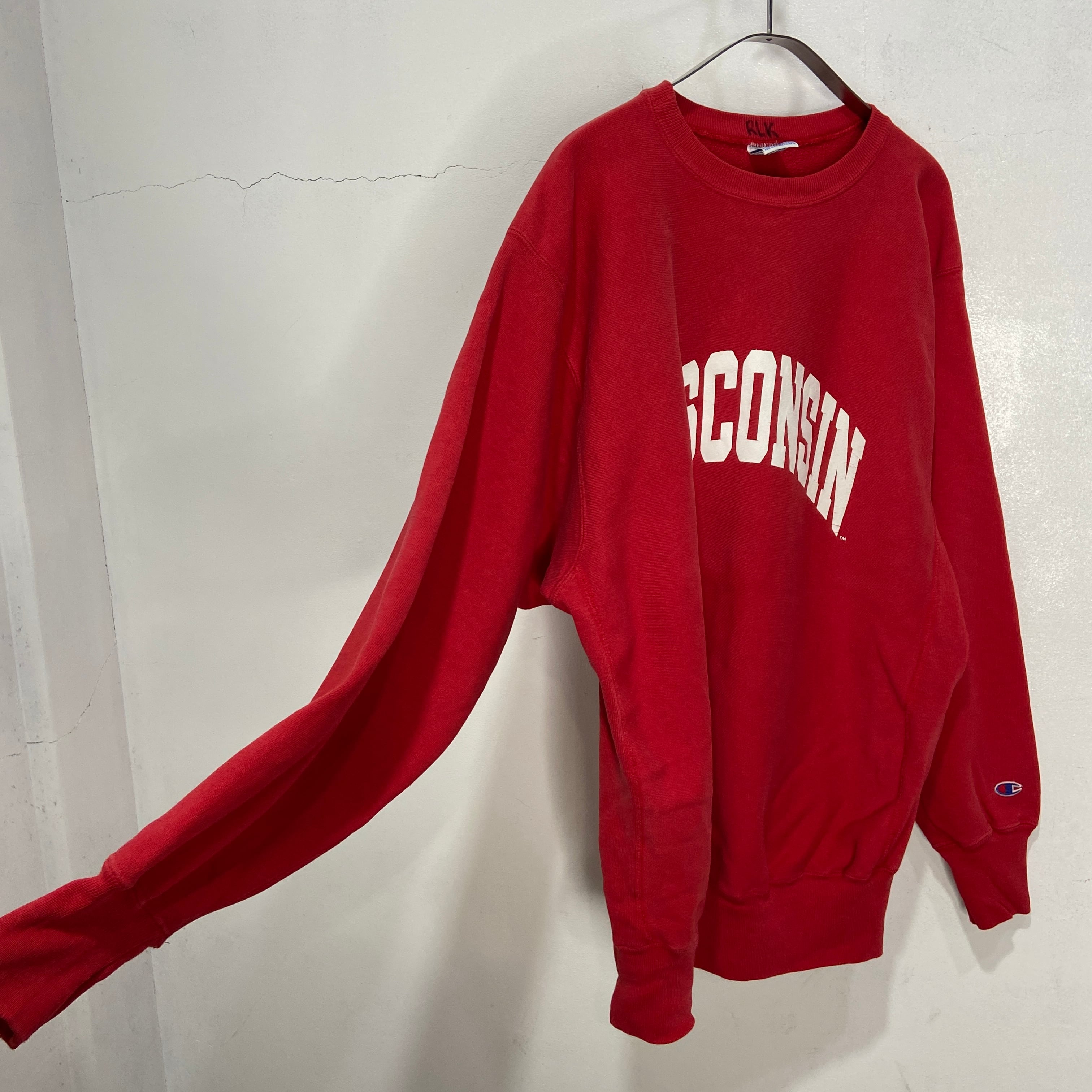 90s USA製 Champion リバースウィーブスウェット カレッジロゴ 赤