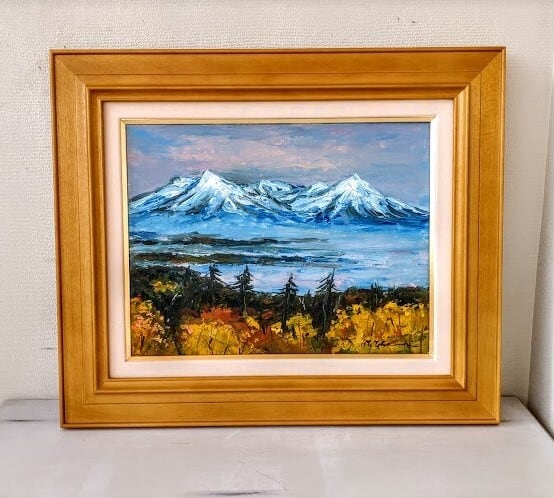 高橋益之「大雪山」 油絵 額縁外寸 59.5x51.5x4.0㎝ 絵 41.0x31.8㎝ F6
