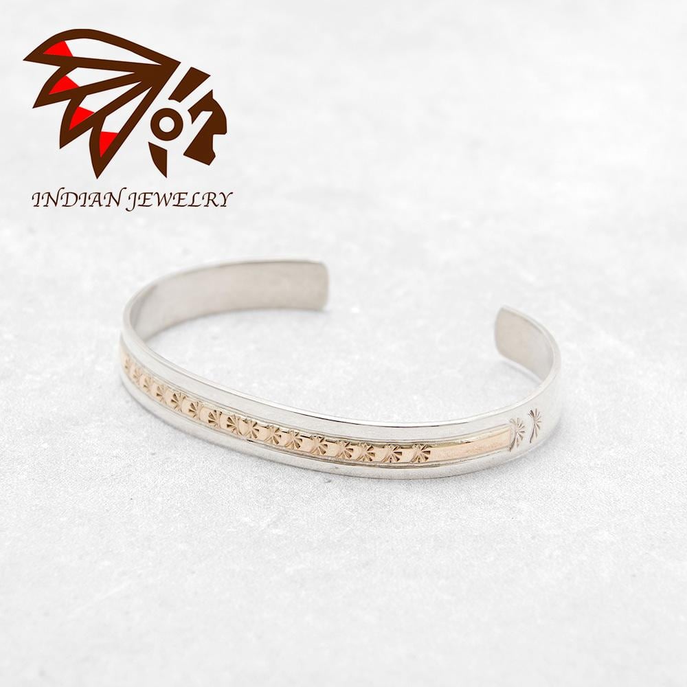 INDIAN JEWELRY インディアンジュエリー】Navajo Silver×14KGF Bangle