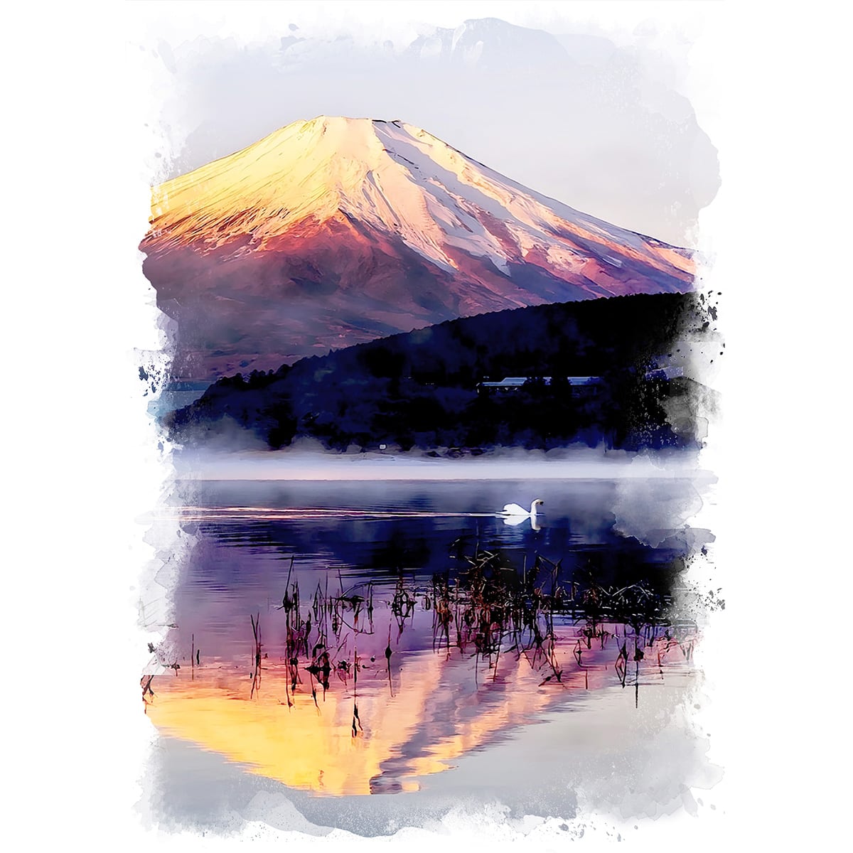 赤富士と虹 F15 油彩画 絵画 風景画 アート 赤富士と虹 F15 油彩画