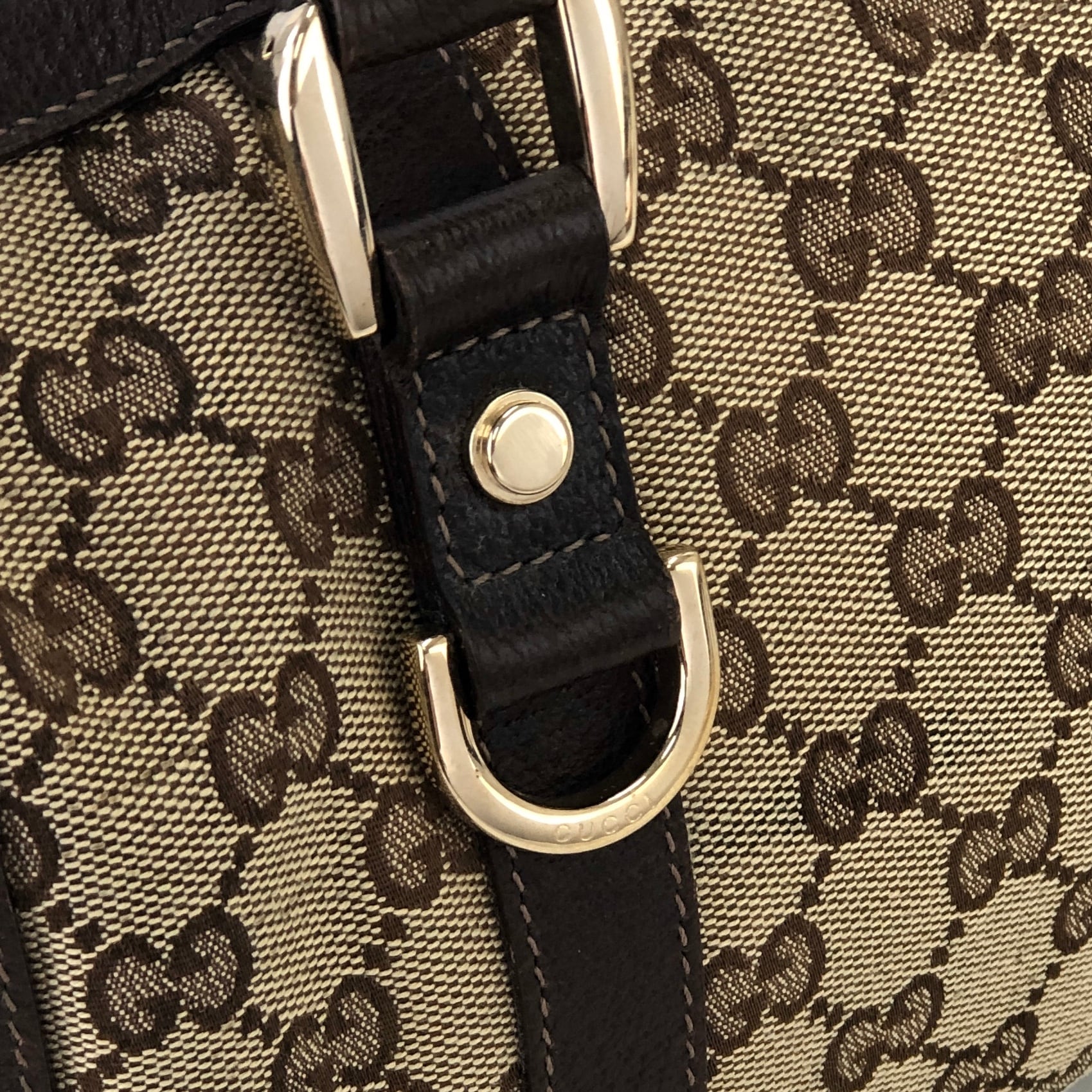 GUCCI グッチ GGキャンバス ミニボストン ハンドバッグ ブラウン