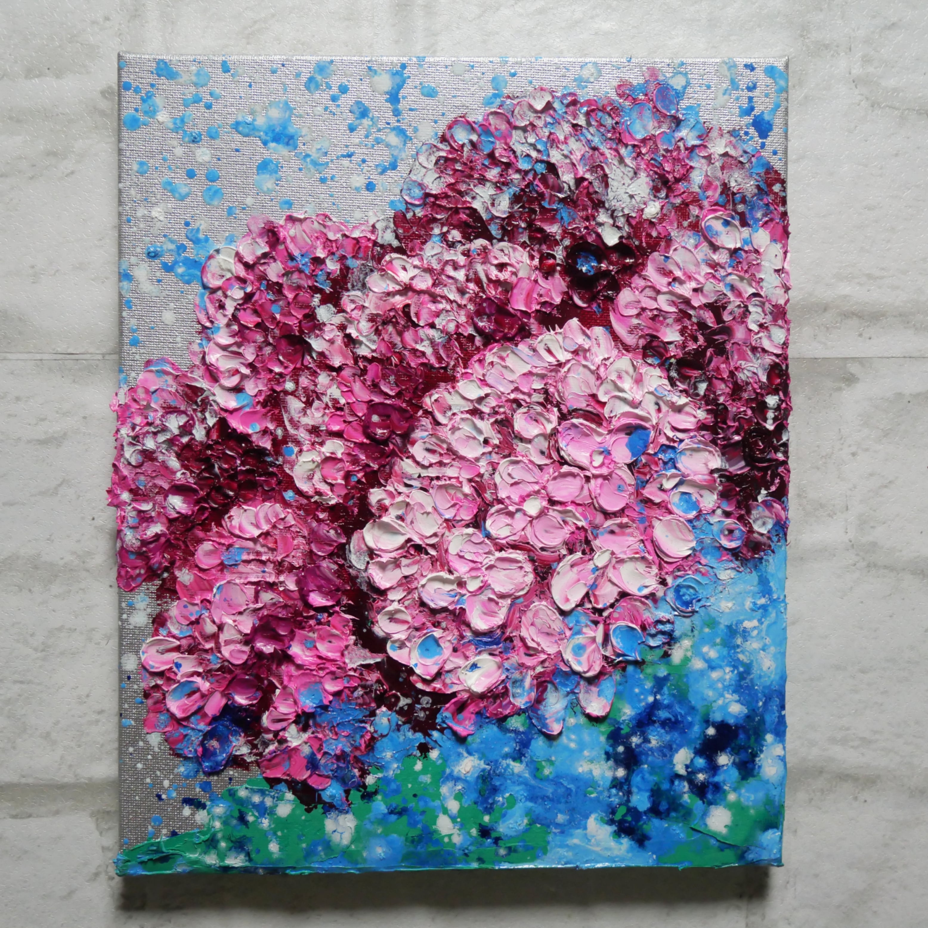 油絵 油彩 油彩画 絵画 絵 【梅雨に咲くピンクの紫陽花】 | HIROSHI1990