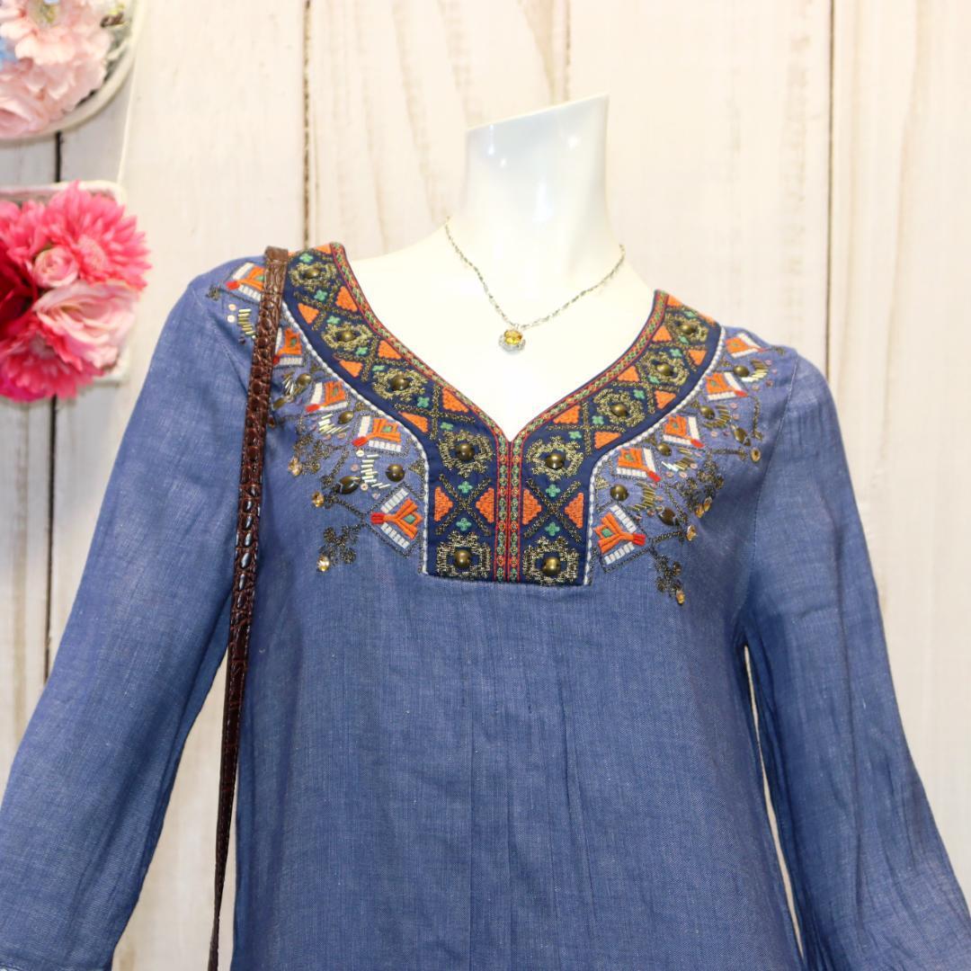 ヴィヴィアンタム デニム風ワンピース ゆったりシルエット Sサイズ 七