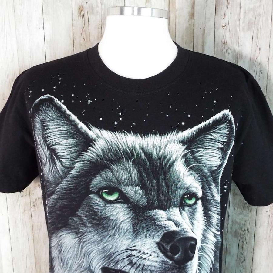 肩幅41cm】♪アニマルTシャツ♪anial print wolf オオカミ 狼 ウルフ