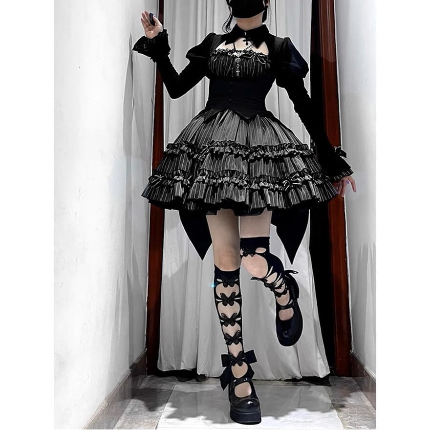 Sゴスロリ ドレス 大人ゴシック ダークファッション 地雷ファッション