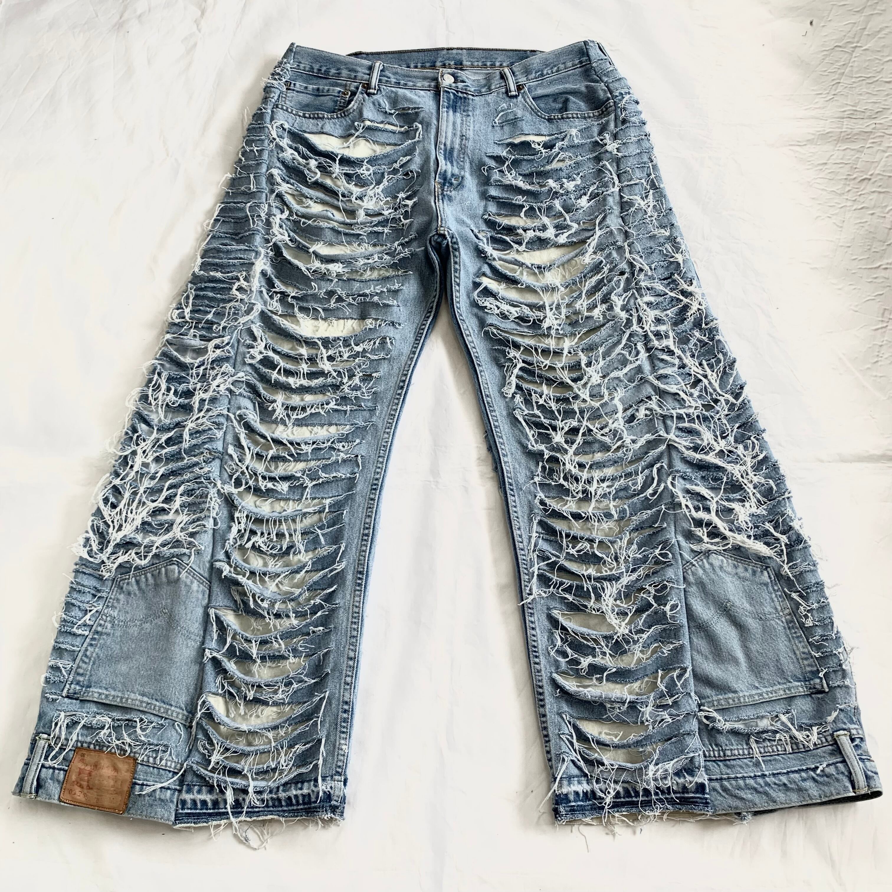 No.316【hard crush】再構築 リメイク ワイド デニム パンツ | 101NEWYORK