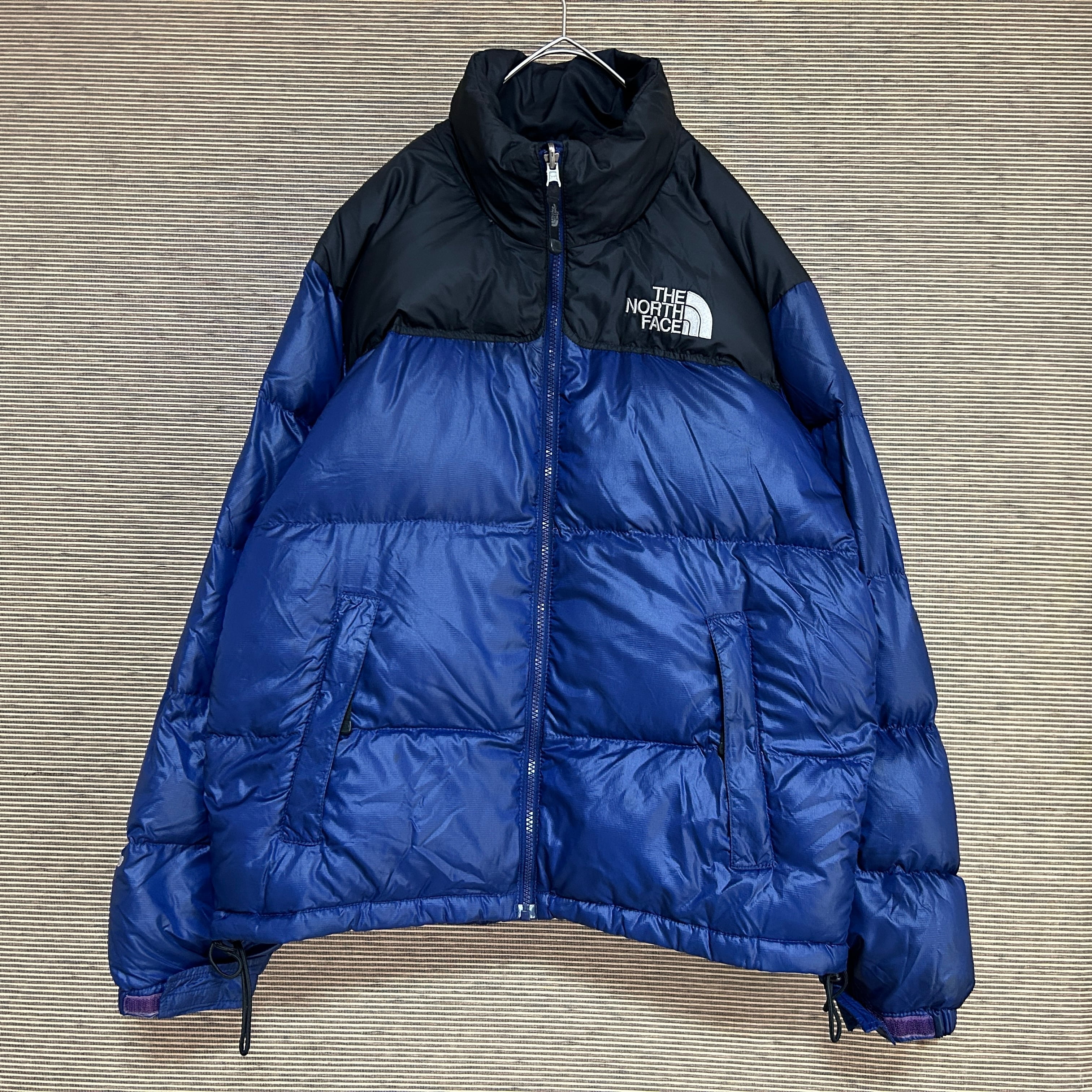 ノースフェイス ダウンジャケット ヌプシ 700 ネイビー黒 ワンポイント