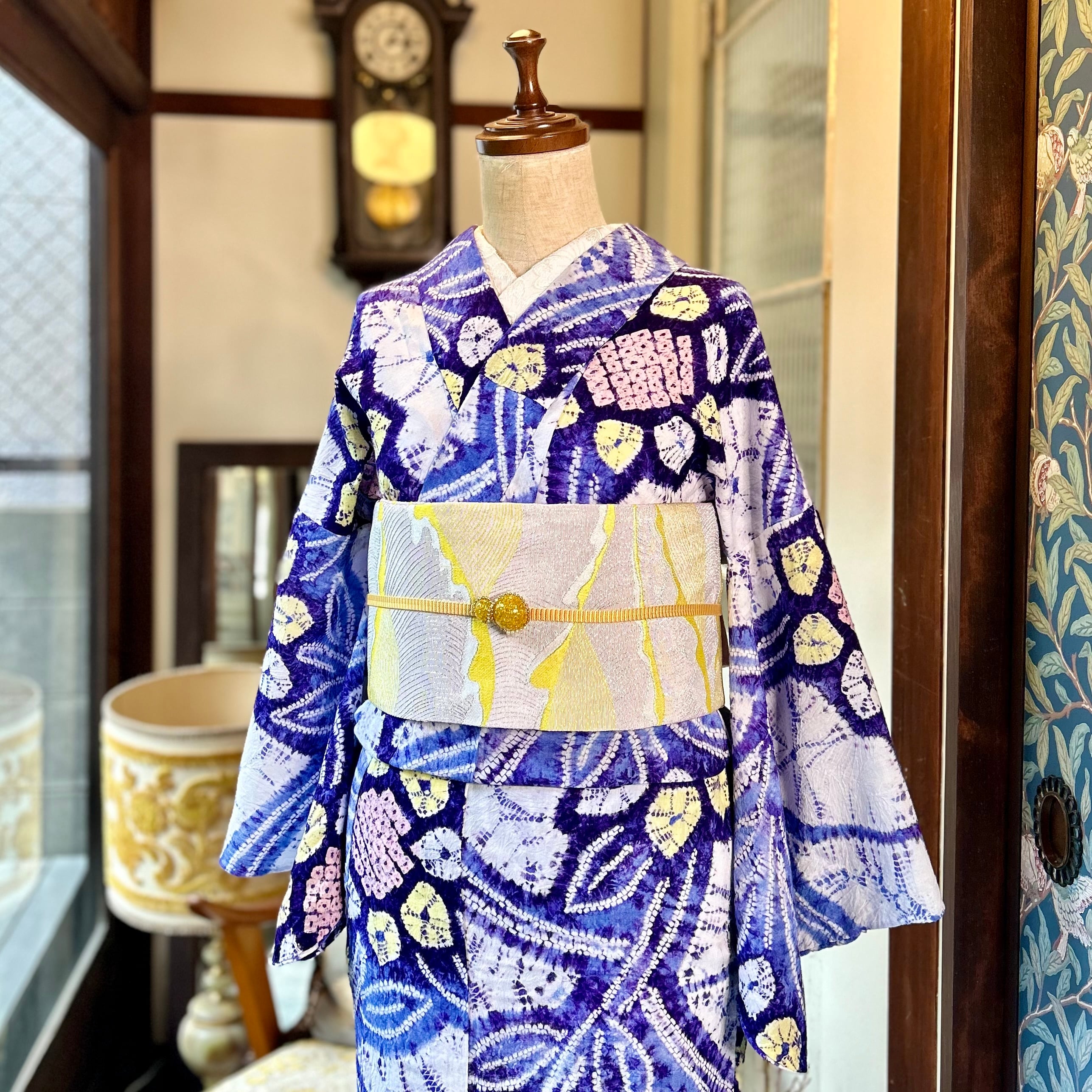 long＊向日葵ふわり＊有松鳴海絞り浴衣 ひまわり 花 A728 | kimono tento