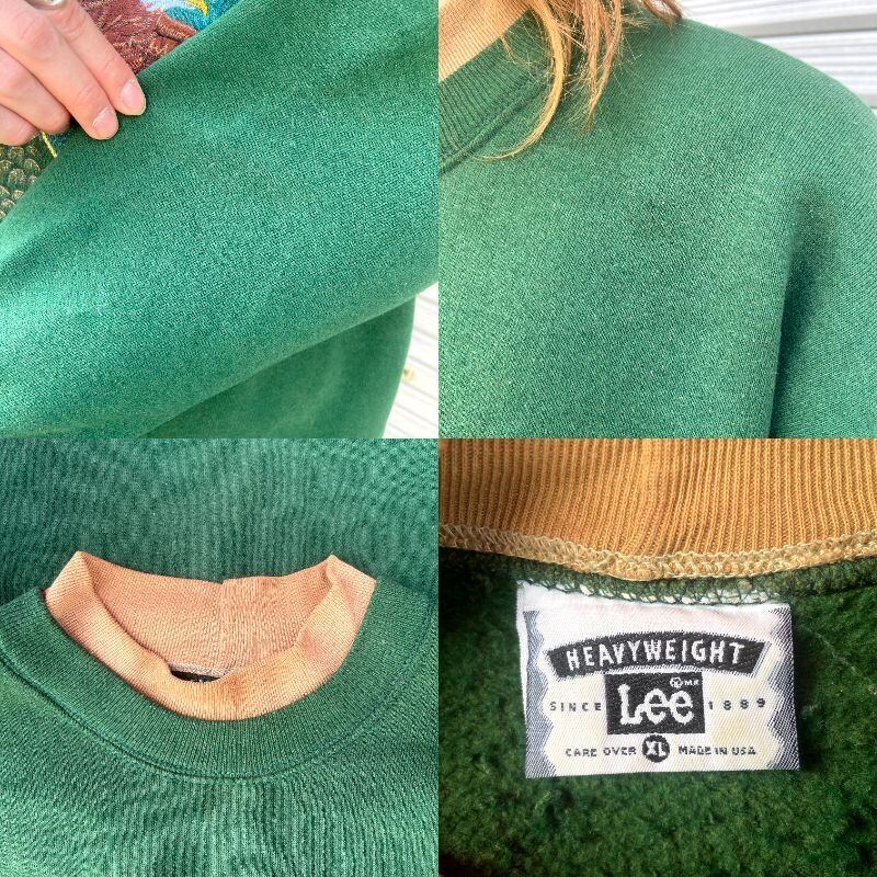90年代 USA製 LEE リー アニマル イーグル刺繍 ハイネック スウェット