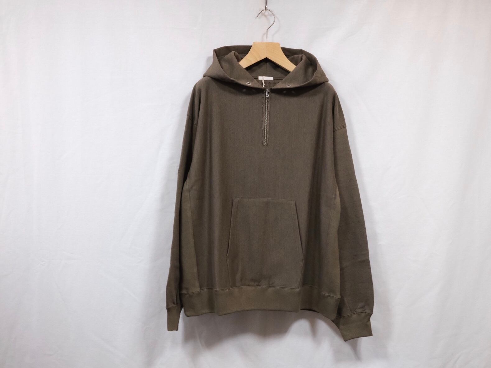 ULTERIOR”FADED SILKY TERRY RW HALF ZIP HOODIE DUSTY OLIVE” | Lapel