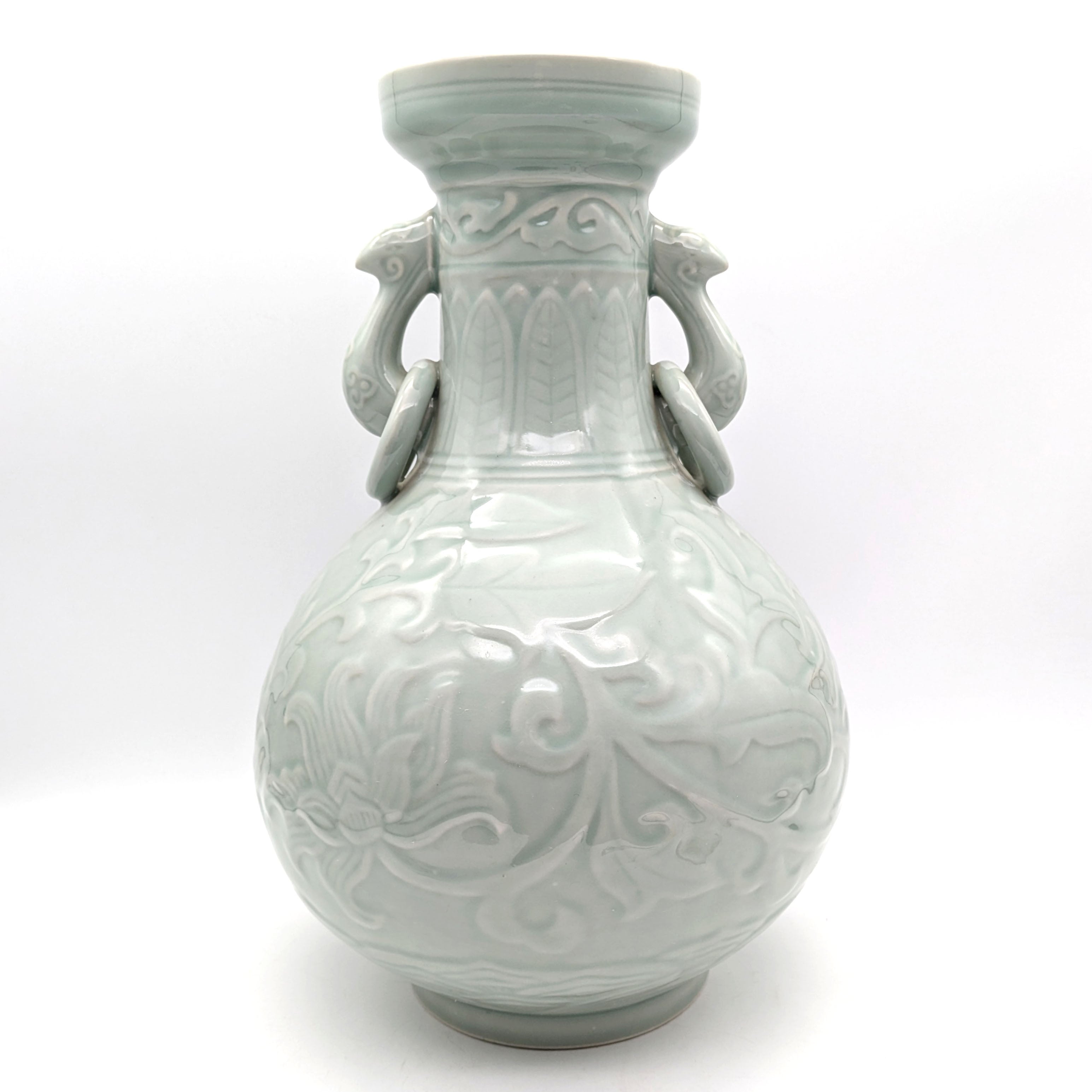 中国・龍泉窯・青磁・花瓶・花器・花生・壺・No.241117-22・梱包サイズ