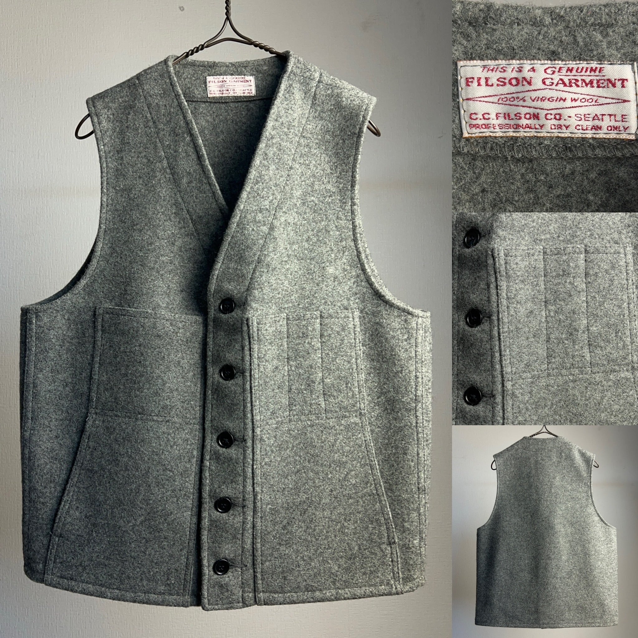old FILSON WOOL VEST フィルソン ウールベスト グレー 旧タグ