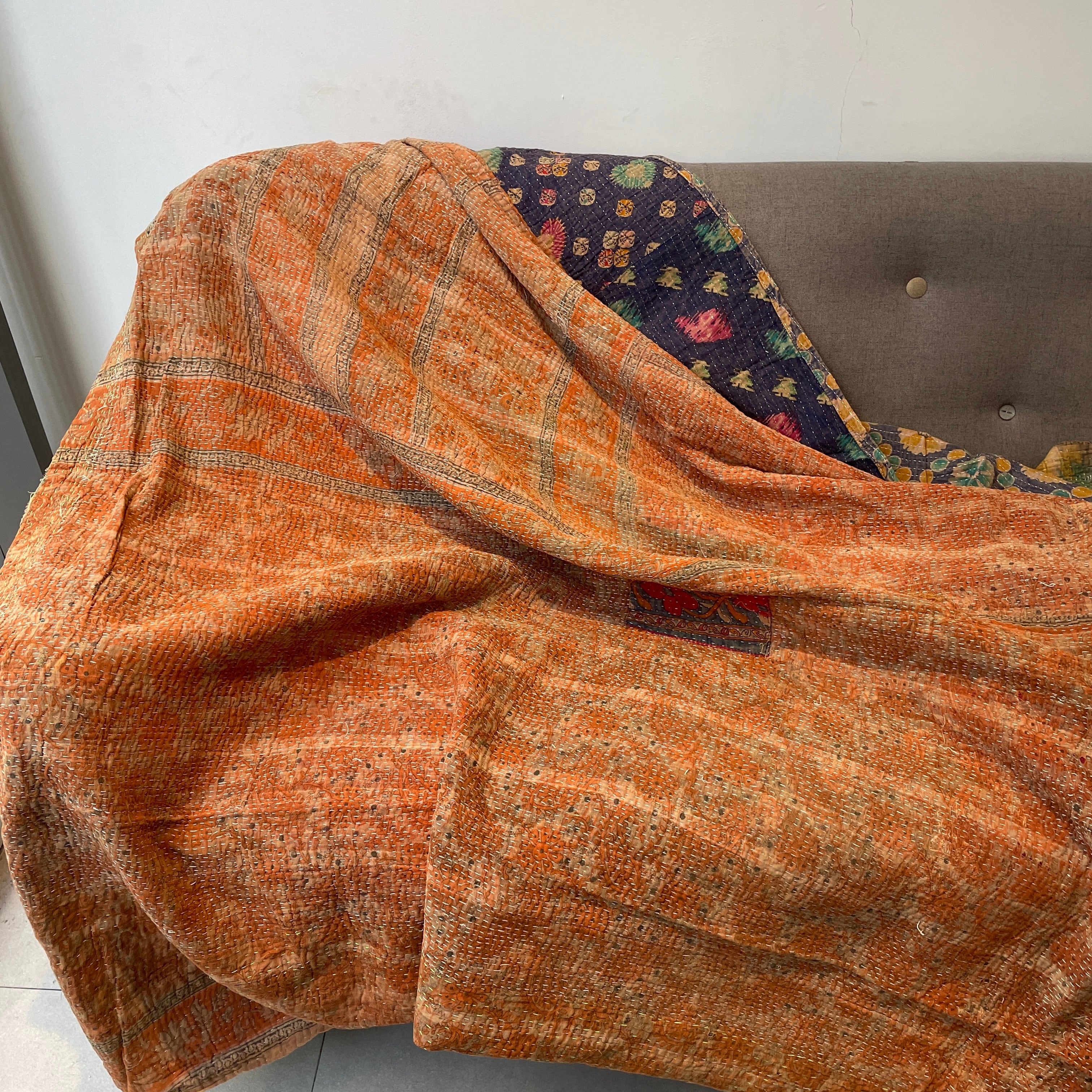 69】インド直輸入 ビンテージ ラリーキルト カンタ キルト