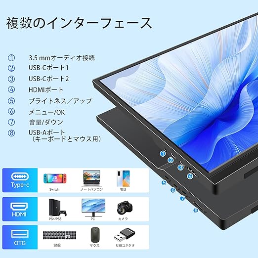 16インチタッチパネルモニター モバイルモニター フルHD 1920×1200P