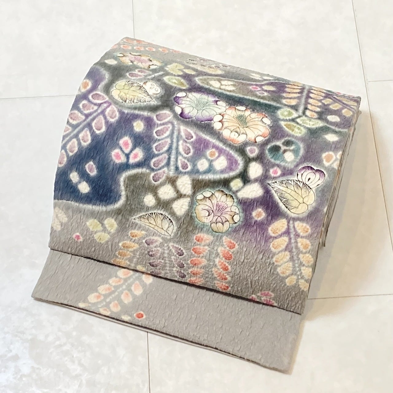 未使用 翠山工房 辻が花 絞り やまと誂製 辻ヶ花 袷 訪問着 正絹 紫 黒