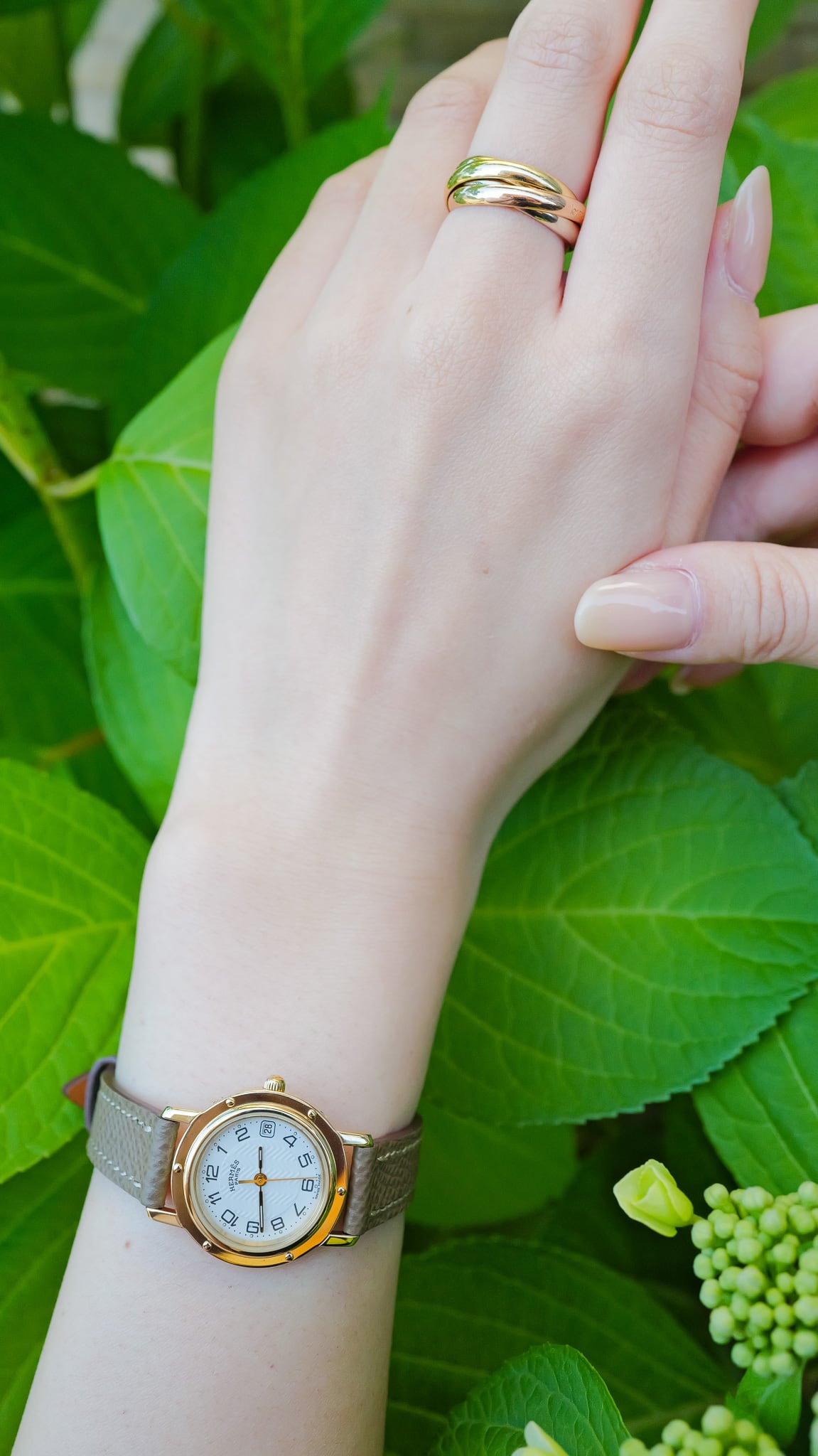 エルメス クリッパー 金無垢 ゴールド レザー 白文字盤 | Ante