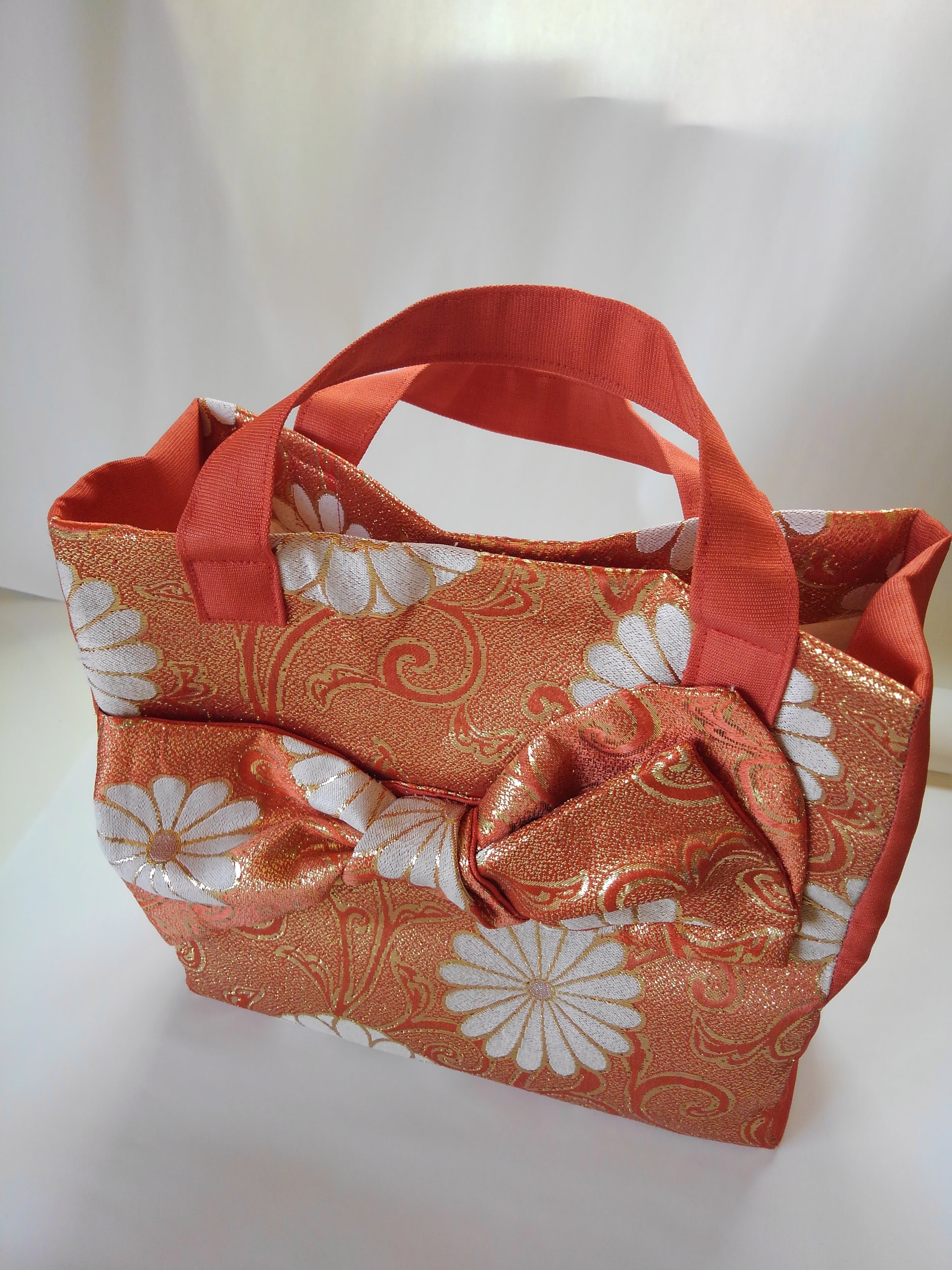 オレンジ系 帯のリメイクバッグ | Caprice