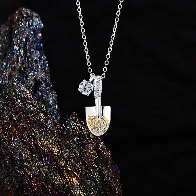 100% S925シルバーネックレス スクープモチーフ モアサナイト石 | H₂O