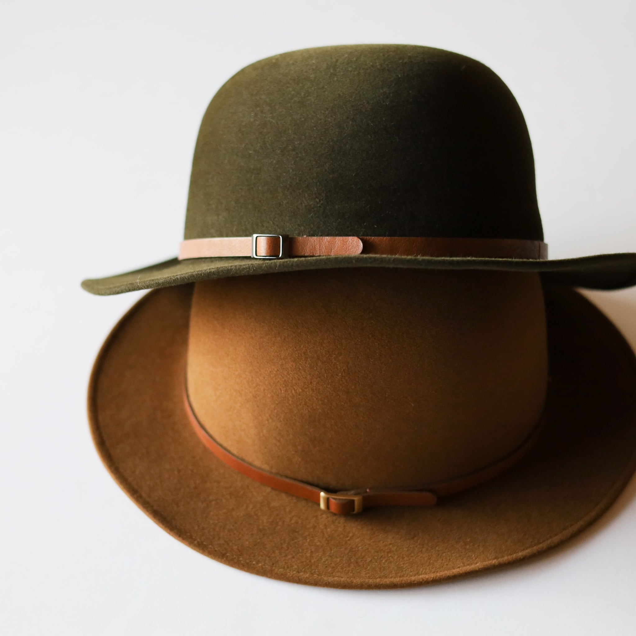 石田製帽 - ラビットファー レザーベルト ハット - Camel / Khaki