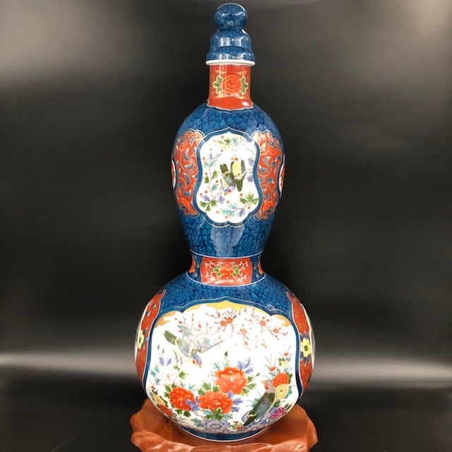 二科展入選一点もの✨藤井勝曇 染錦紅梅文 壺 伝統工芸 有田焼 二科展