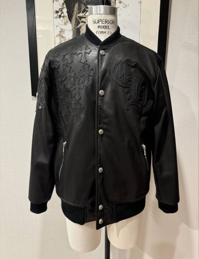 CHROME HEARTS クロムハーツ レザー レターマン スタジャン ブルゾン
