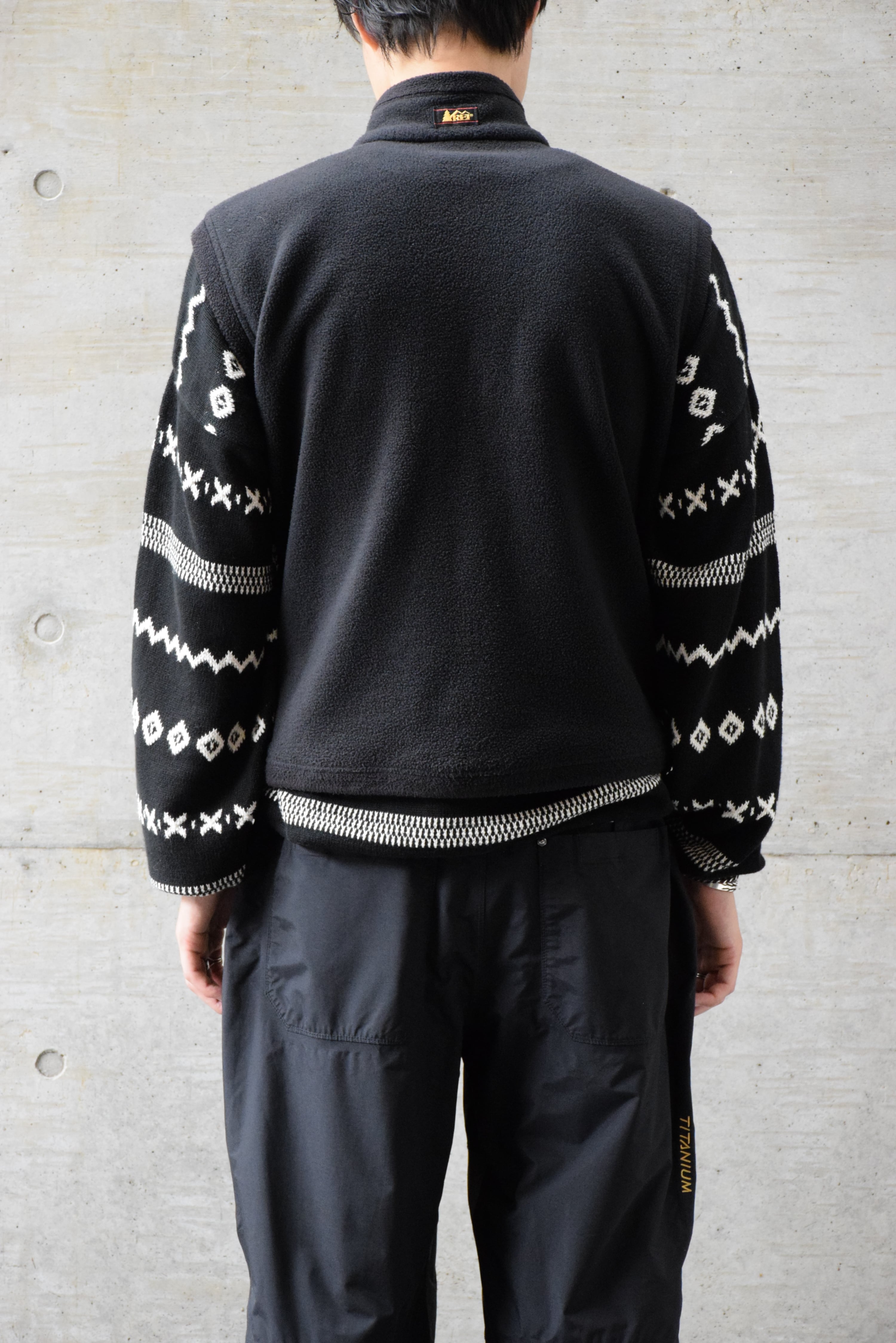 90's USA製 REI フリースベスト メンズM ブラック アールイーアイ