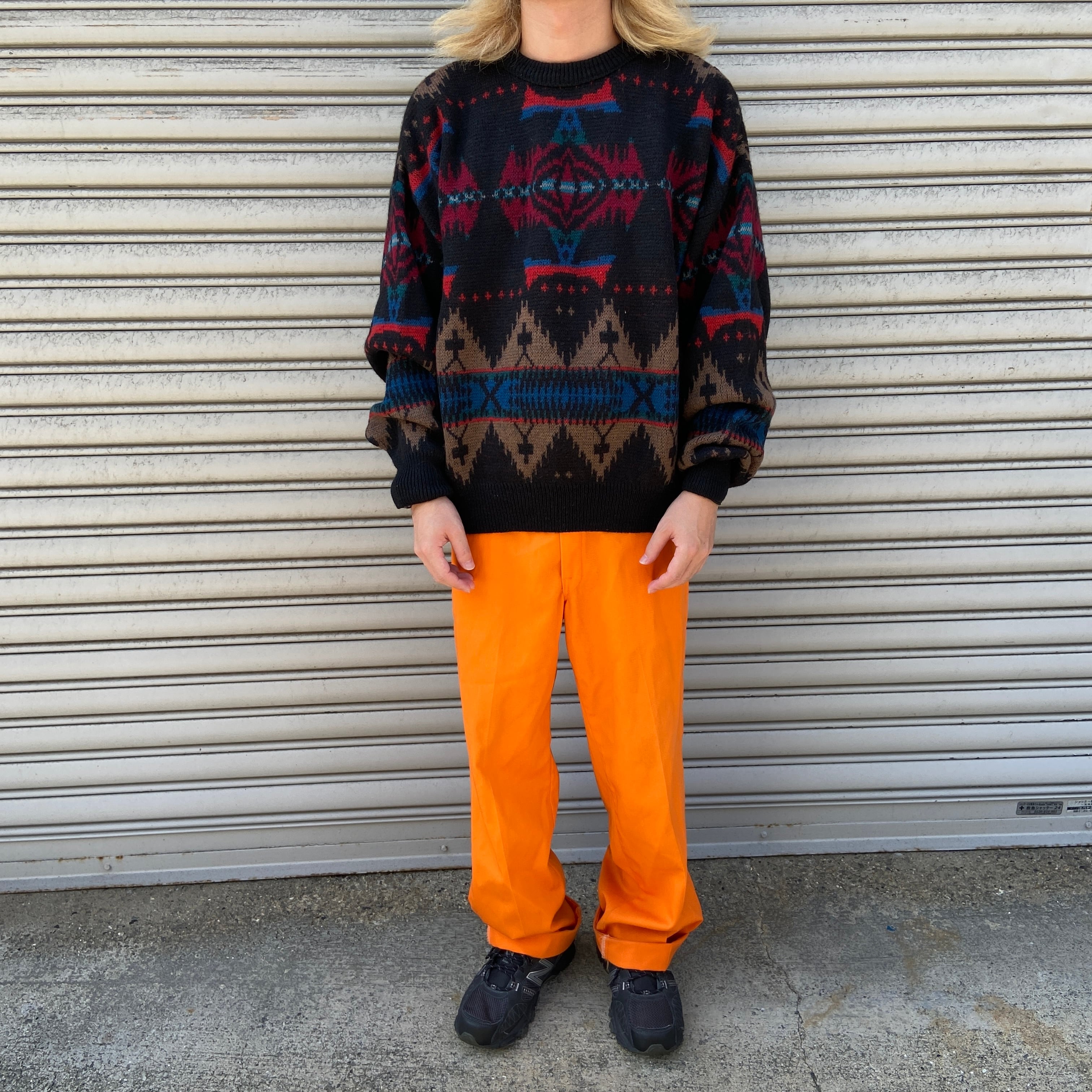 70s USA製 PENDLETON ネイティブ柄セーター 総柄ニット 黒 L | 古着屋 Uan