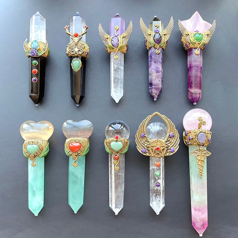 シャスタ ワンド作家 クリスタルワンド ヒーリングワンド 本革