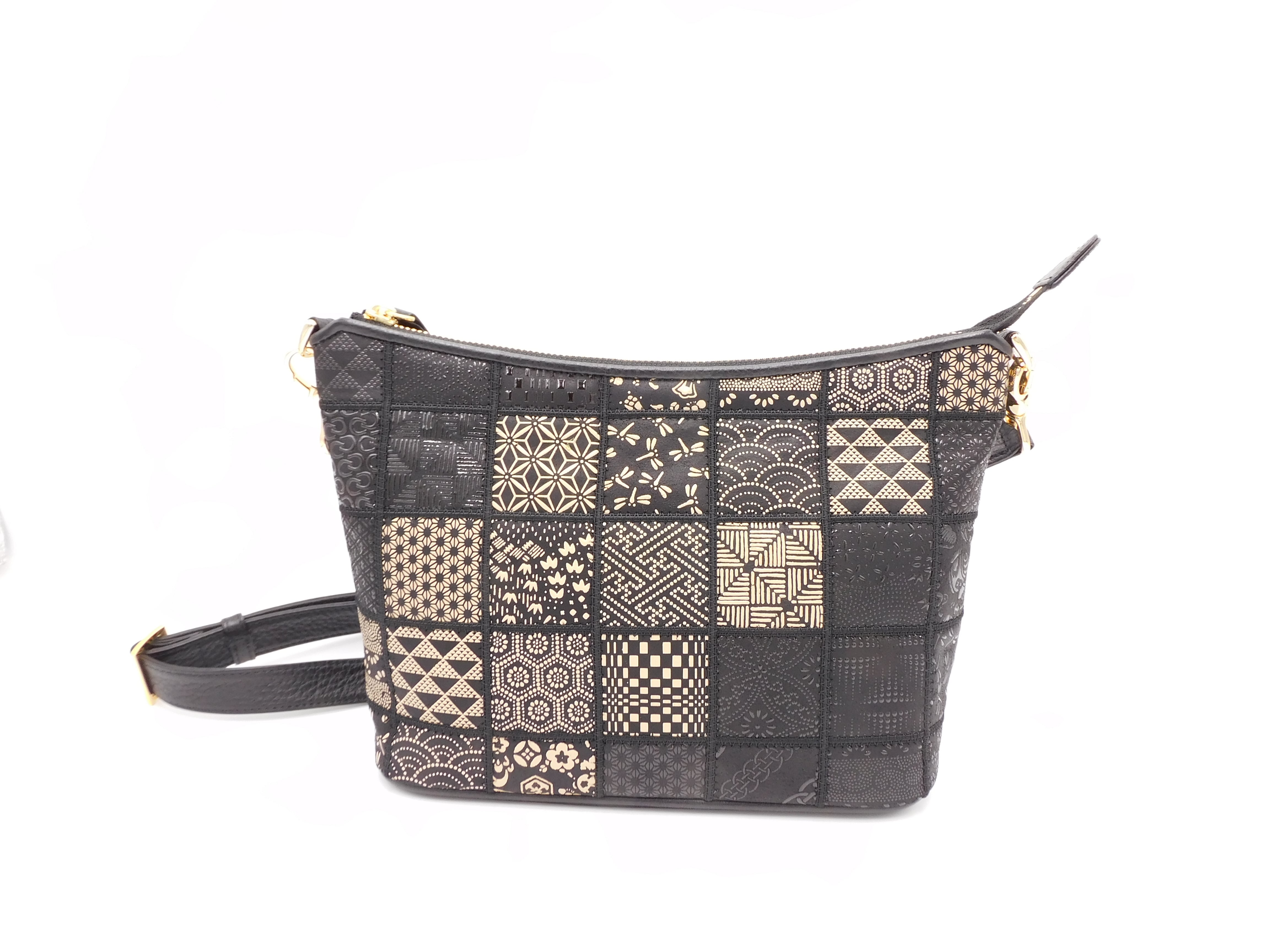 パッチワーク印傳 舟型ショルダー モノトーン | 浅草前川印傳｜公式