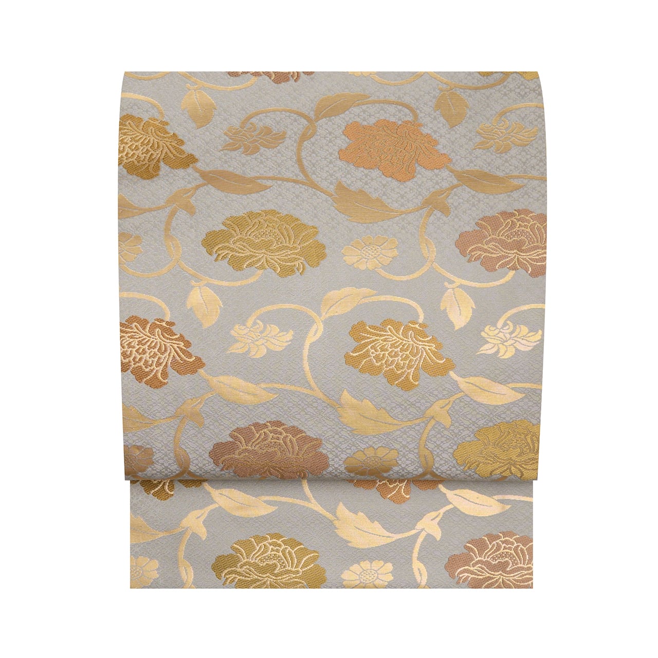 箔屋清兵衛 牡丹唐草模様 開名古屋帯【中古】 | かわの屋