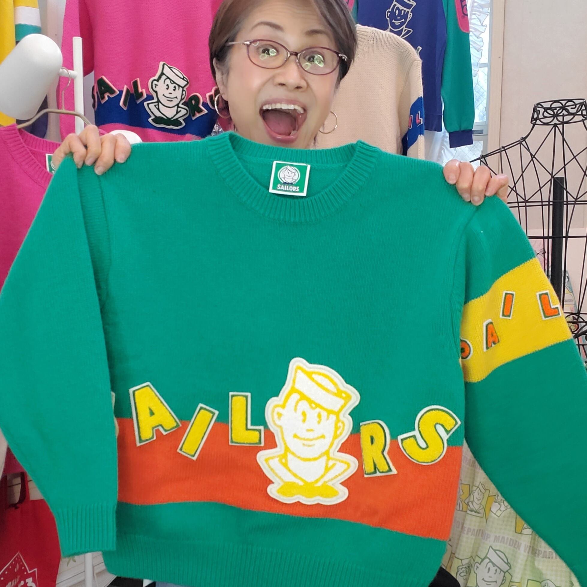 おニャン子セーター グリーン 【レディース】size | セーラーズsailors