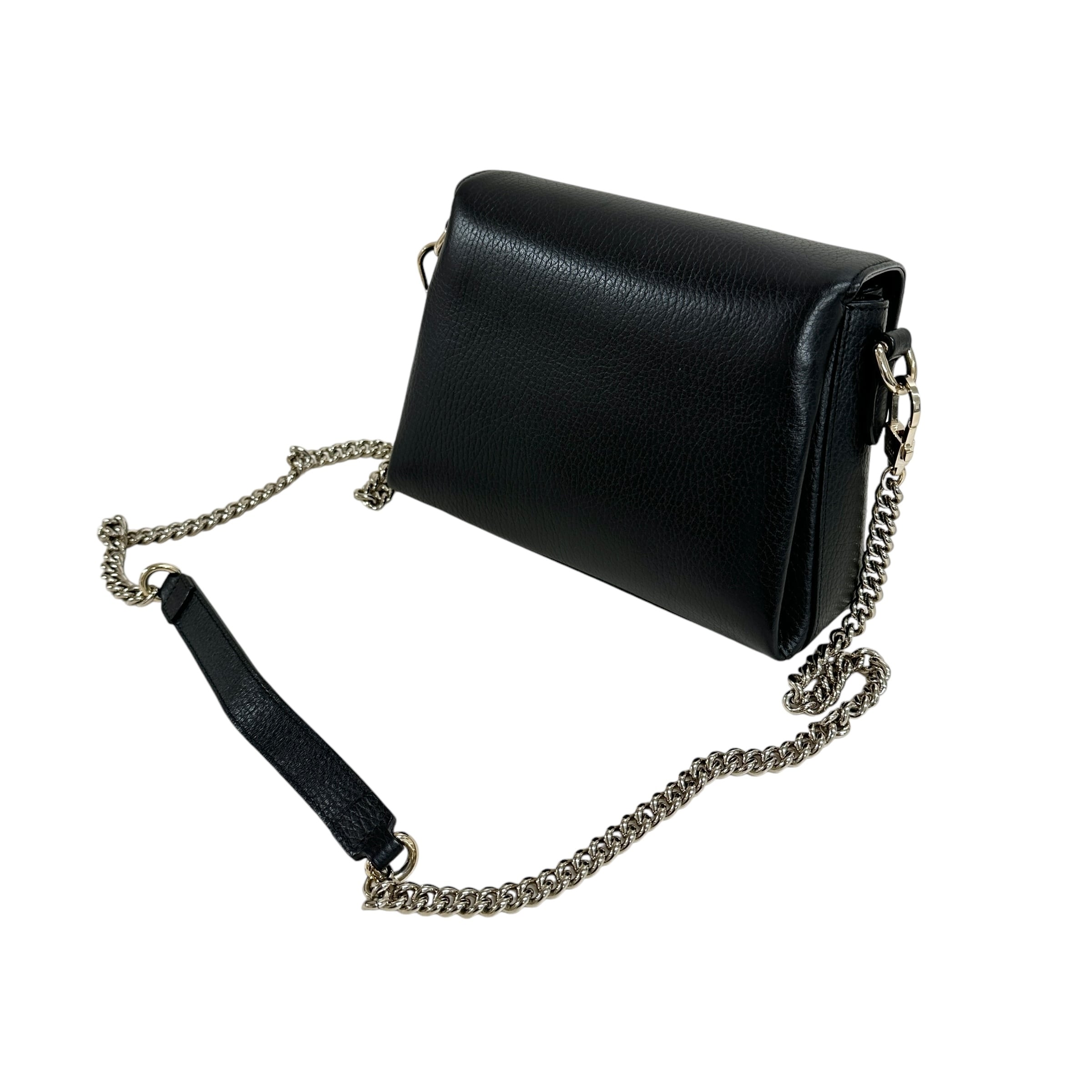 GUCCI グッチ インターロッキング チェーンショルダーバッグ ブラック