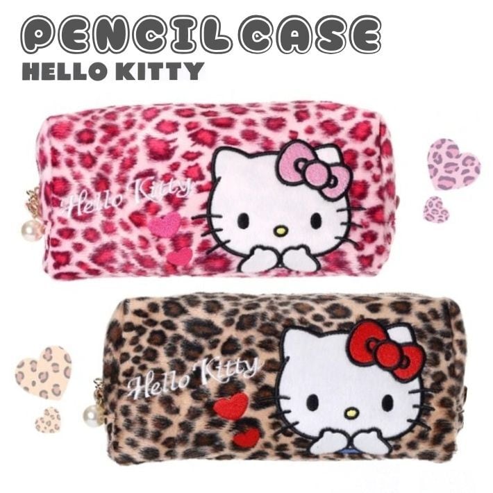 サンリオ ハローキティ ヒョウ柄 角型ポーチ キティ ペン 豹柄 ファー