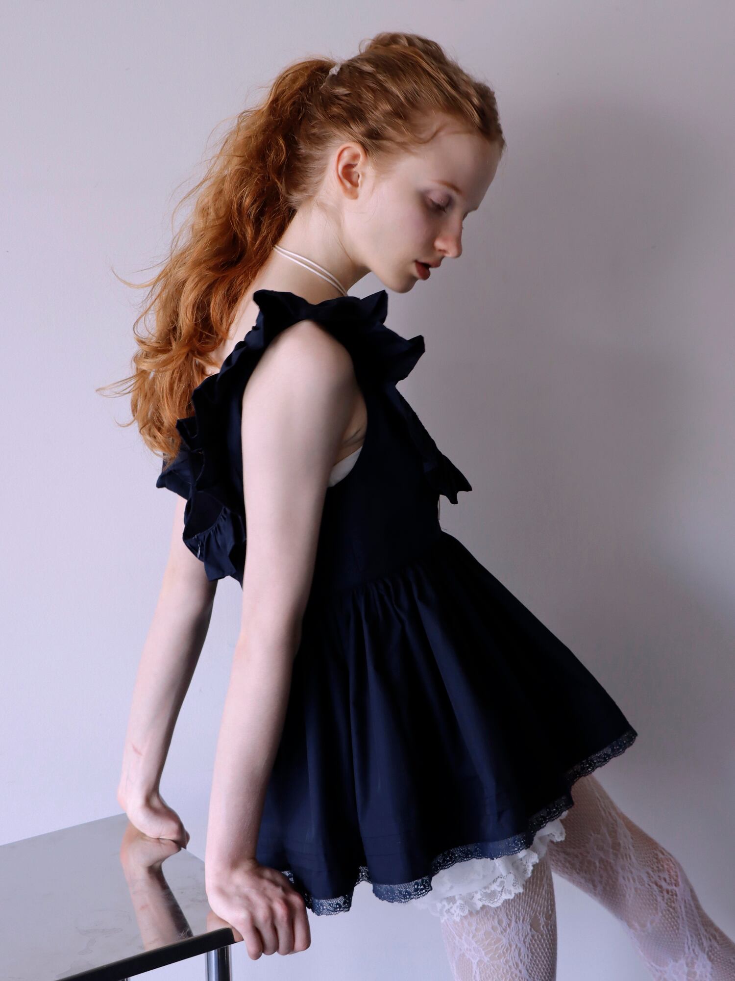 PETIT APLON TOP -NAVY- | mieya mieya